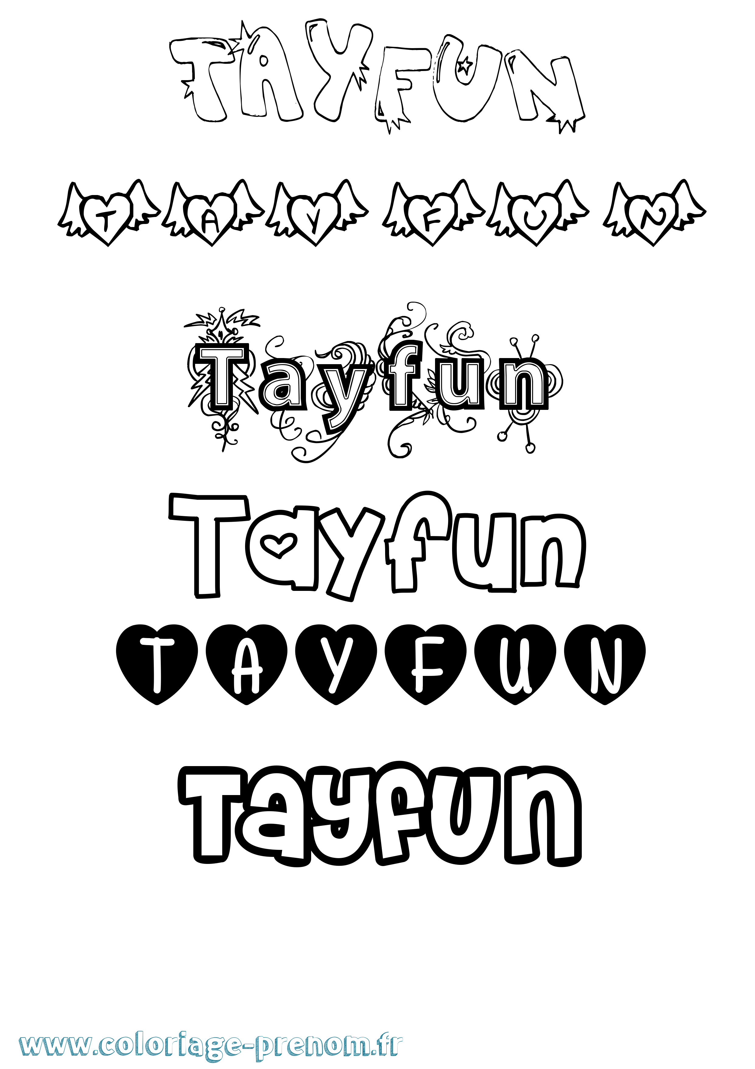Coloriage Tayfun Girly Coloriage prénom Tayfun Girly