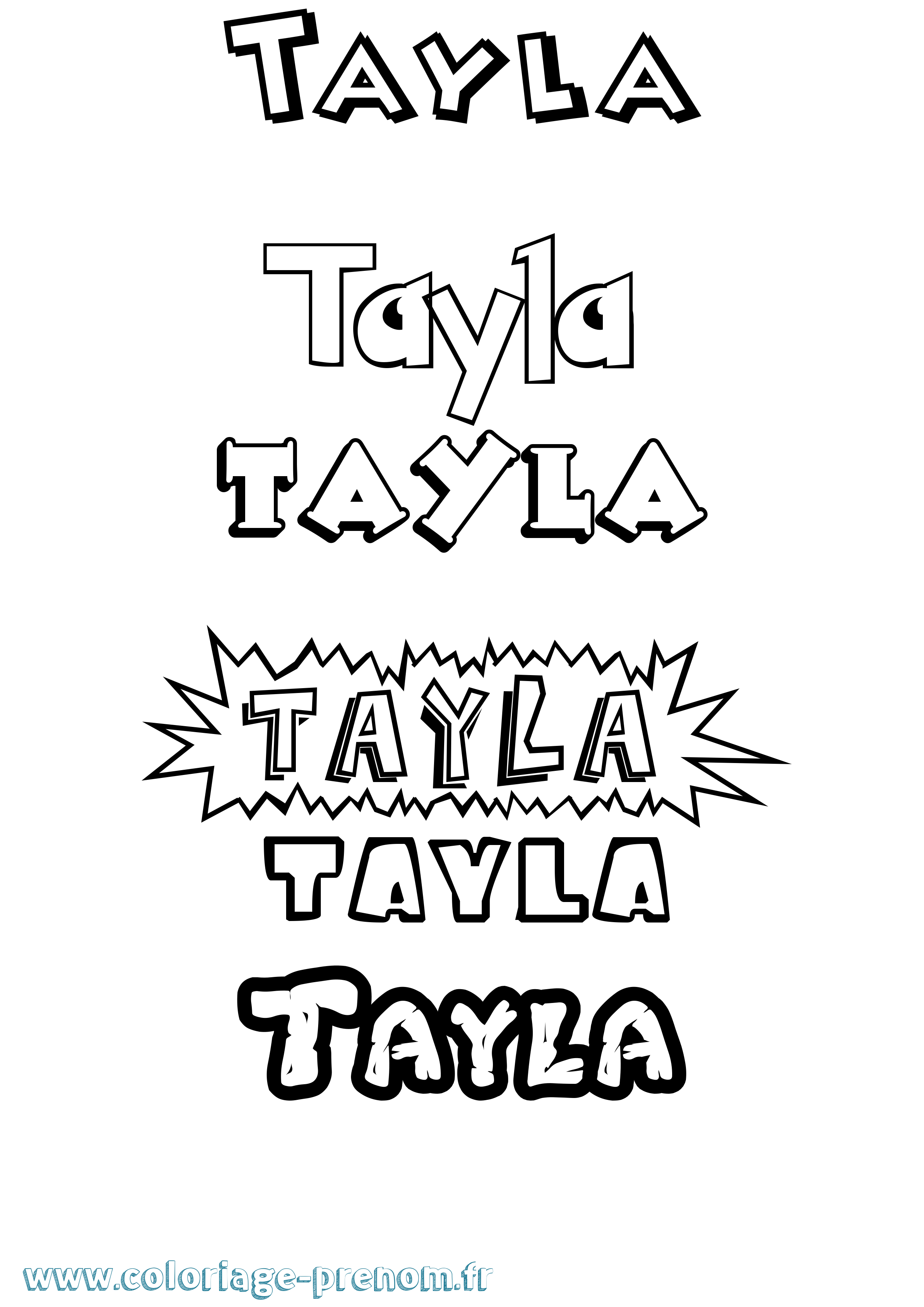 Coloriage Tayla Dessin Animé Coloriage prénom Tayla Dessin Animé