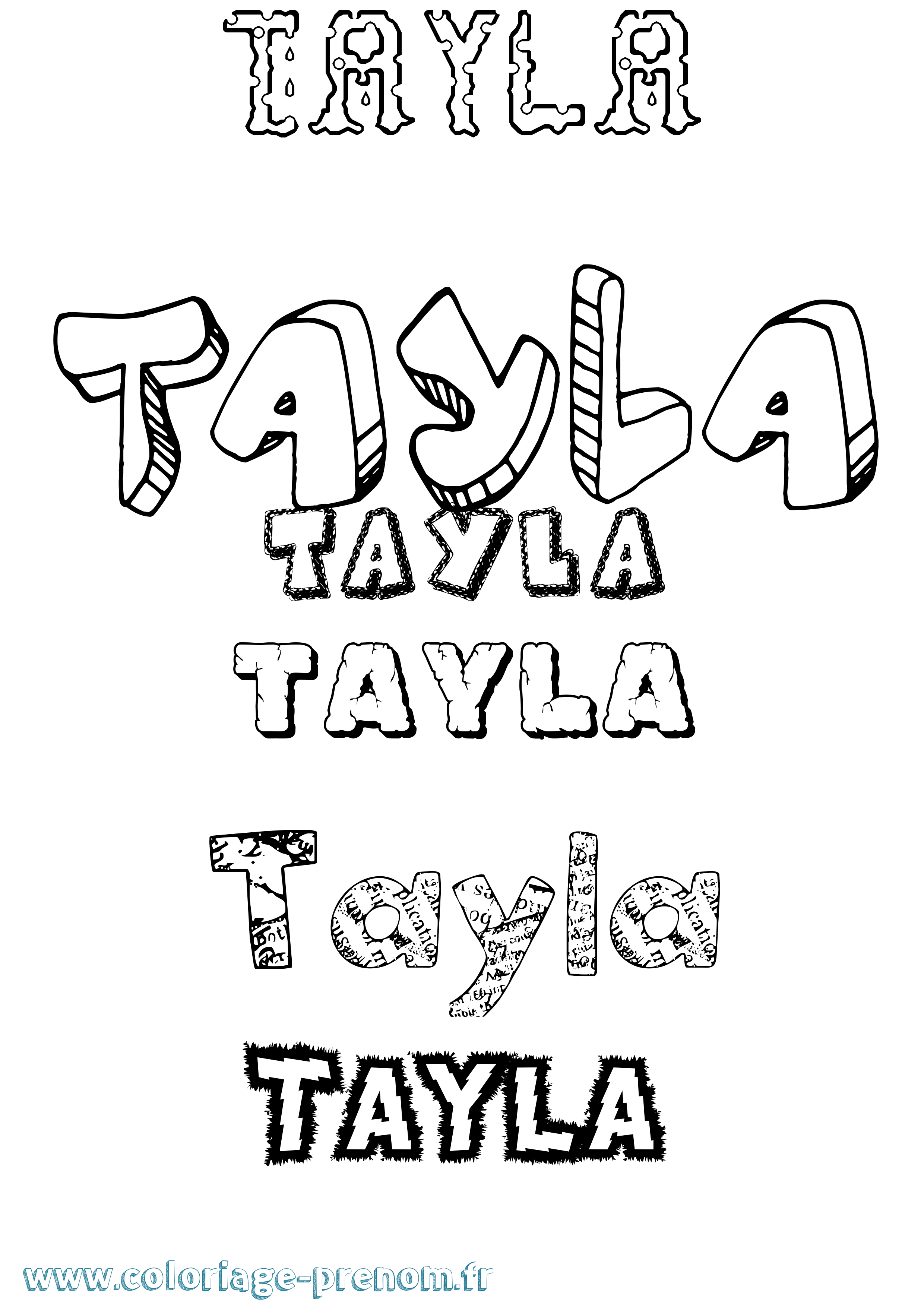 Coloriage Tayla Destructuré Coloriage prénom Tayla Destructuré