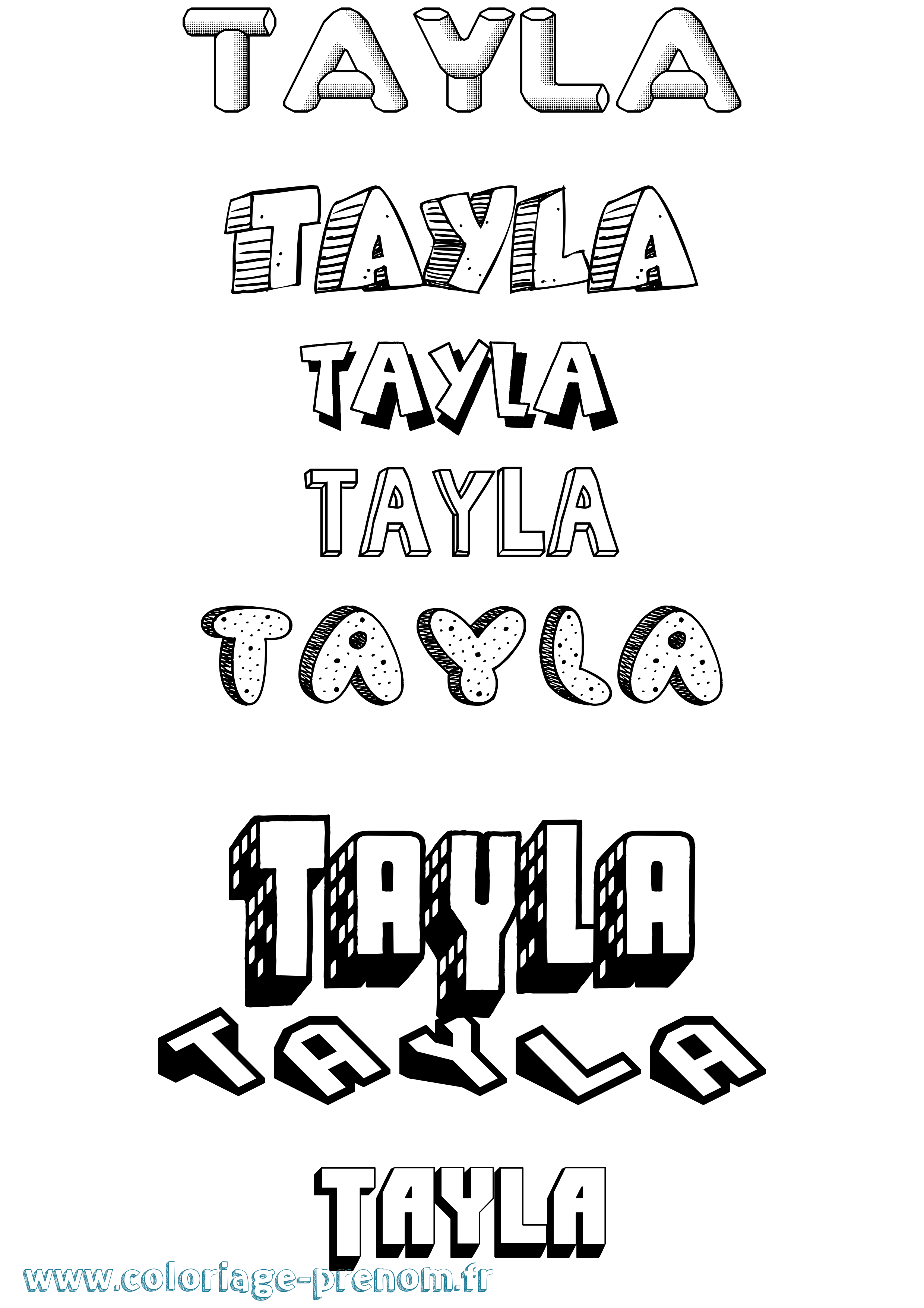 Coloriage Tayla Effet 3D Coloriage prénom Tayla Effet 3D