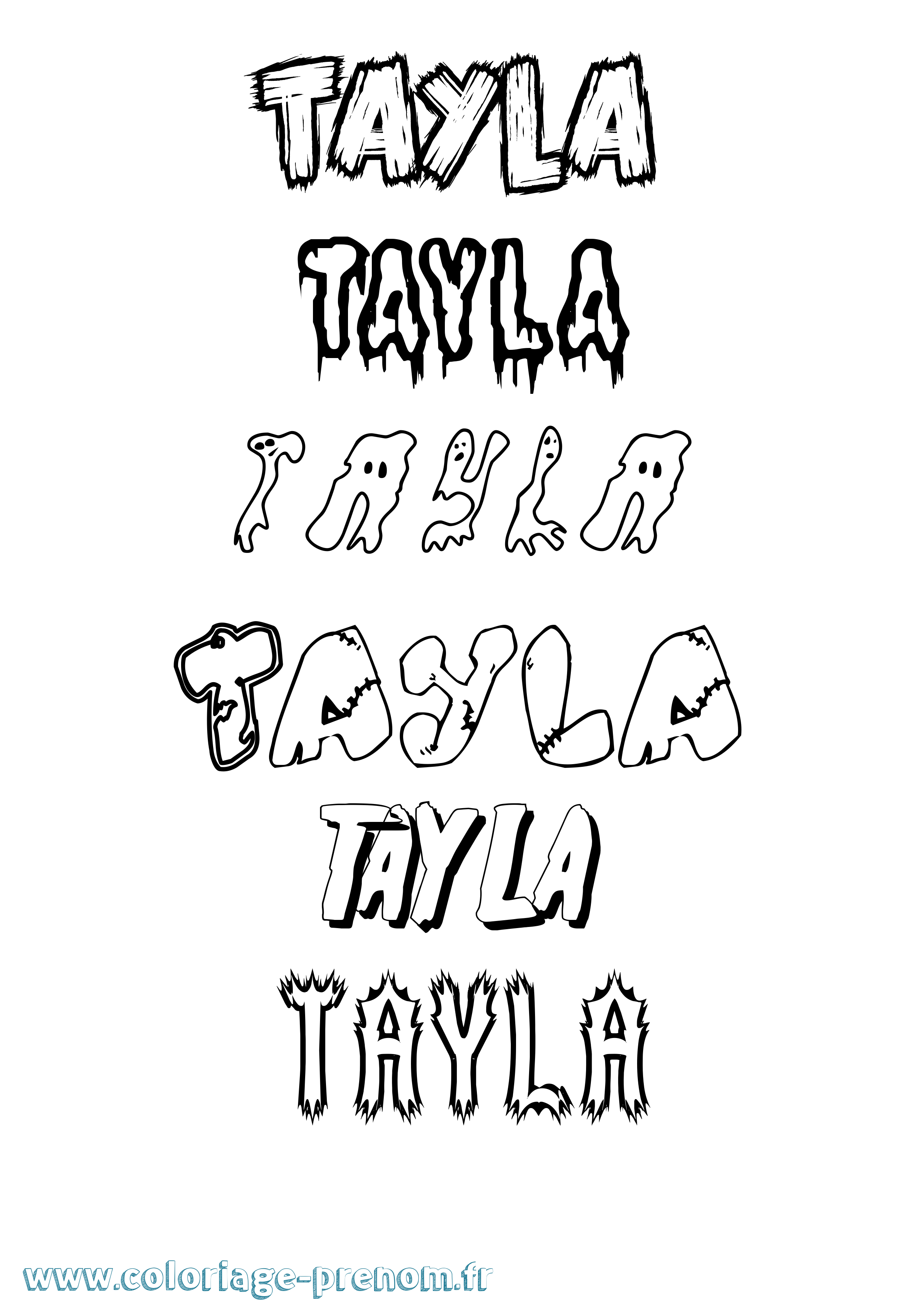 Coloriage Tayla Frisson Coloriage prénom Tayla Frisson