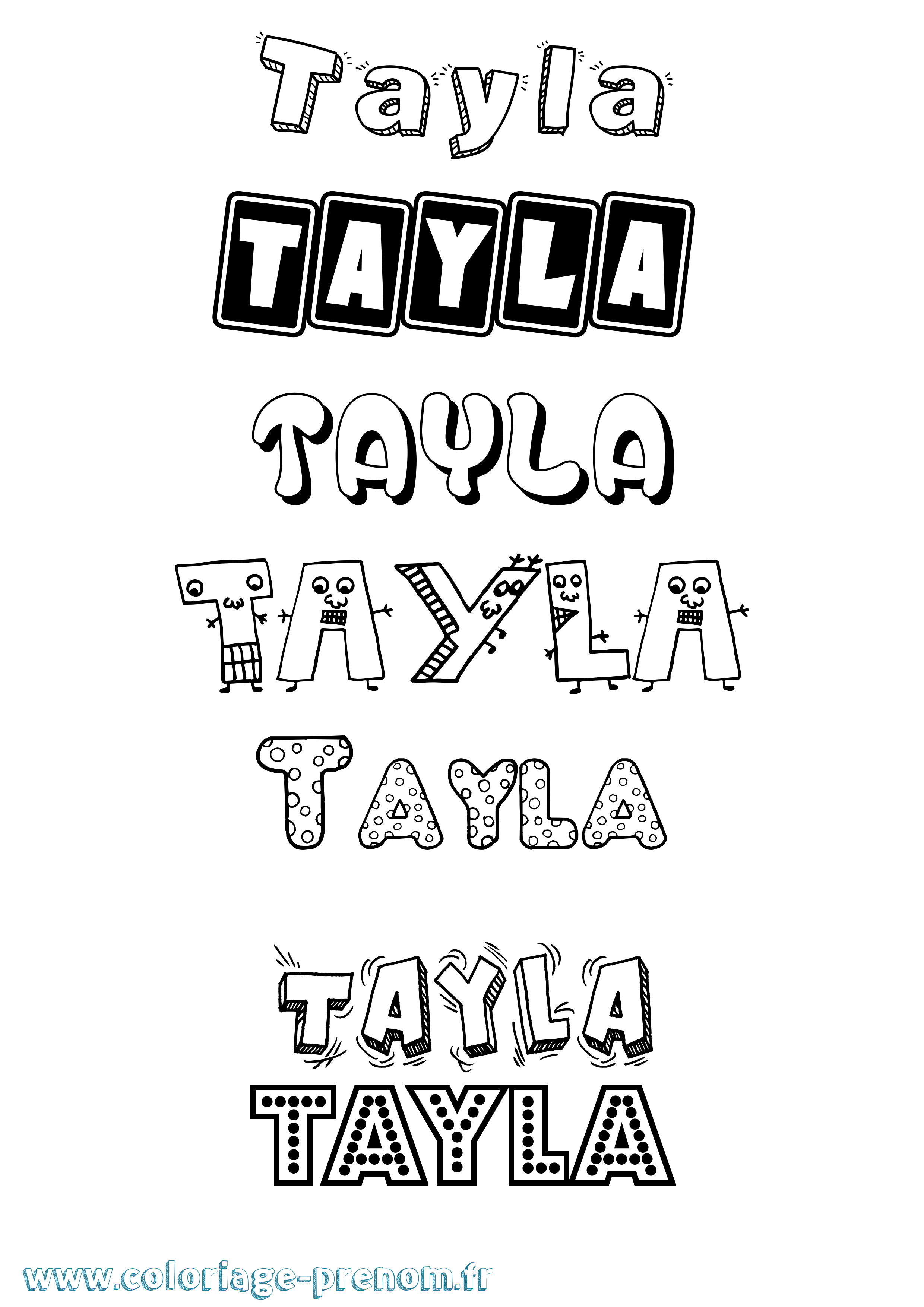 Coloriage Tayla Fun Coloriage prénom Tayla Fun