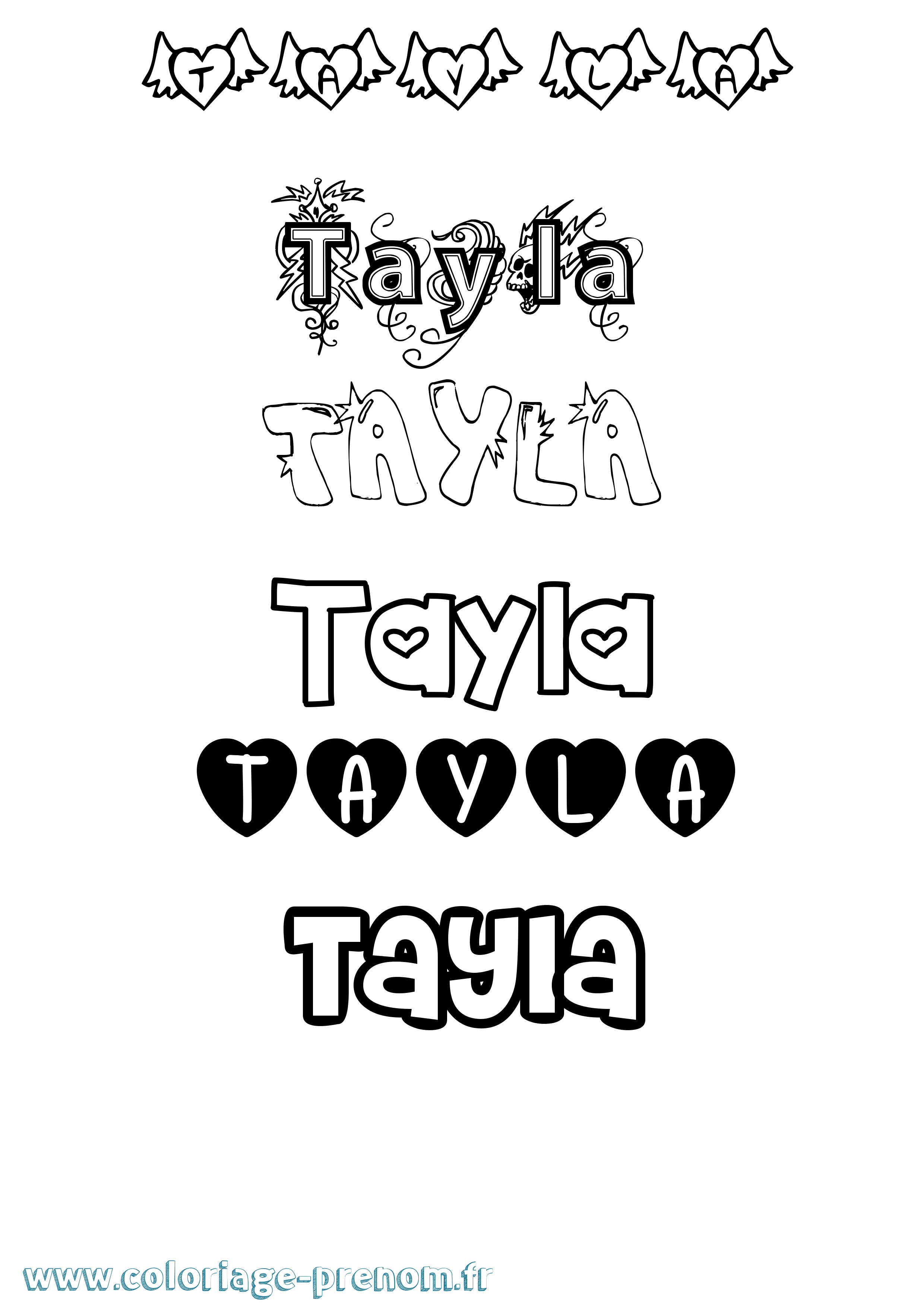 Coloriage Tayla Girly Coloriage prénom Tayla Girly