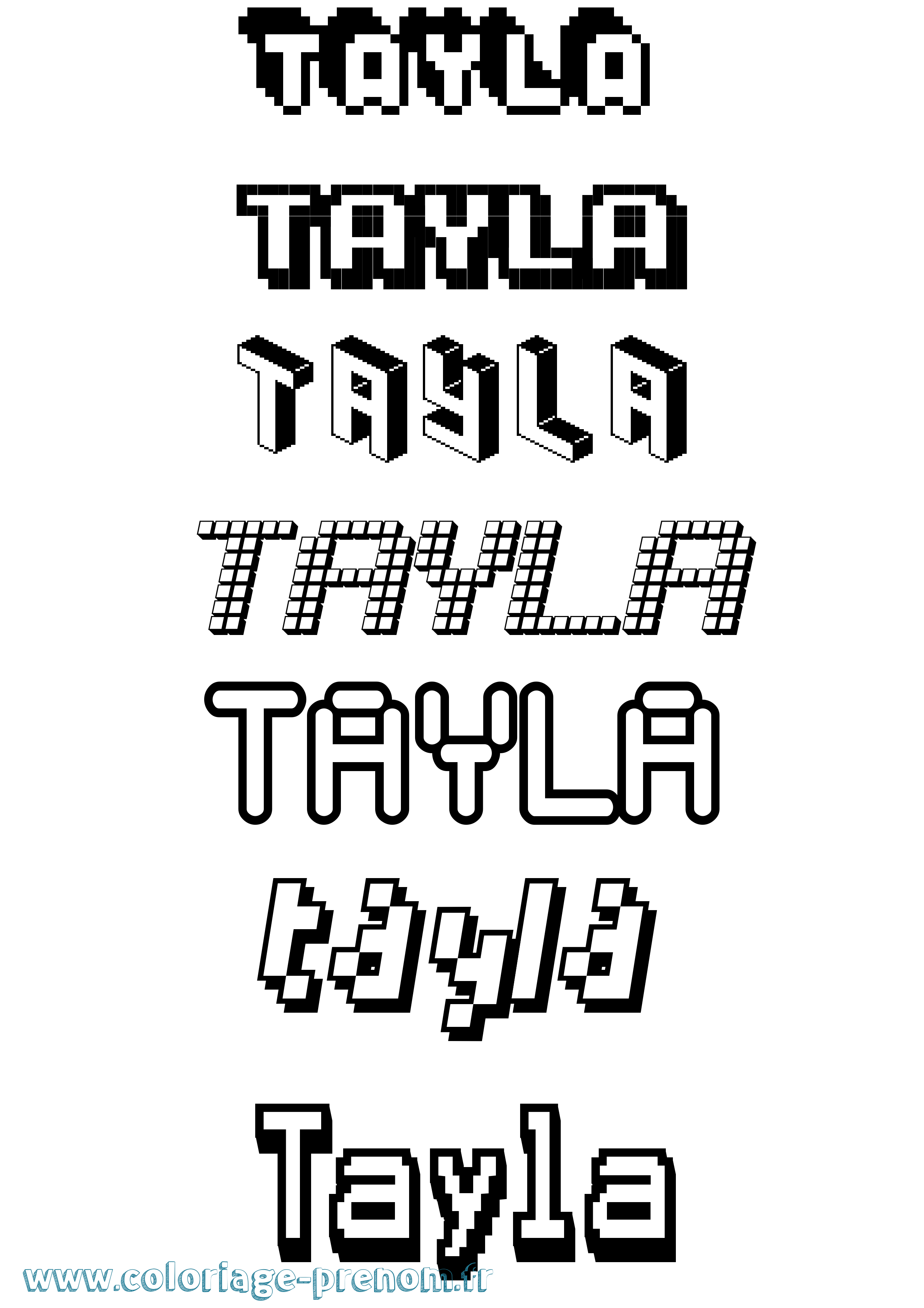 Coloriage Tayla Pixel Coloriage prénom Tayla Pixel