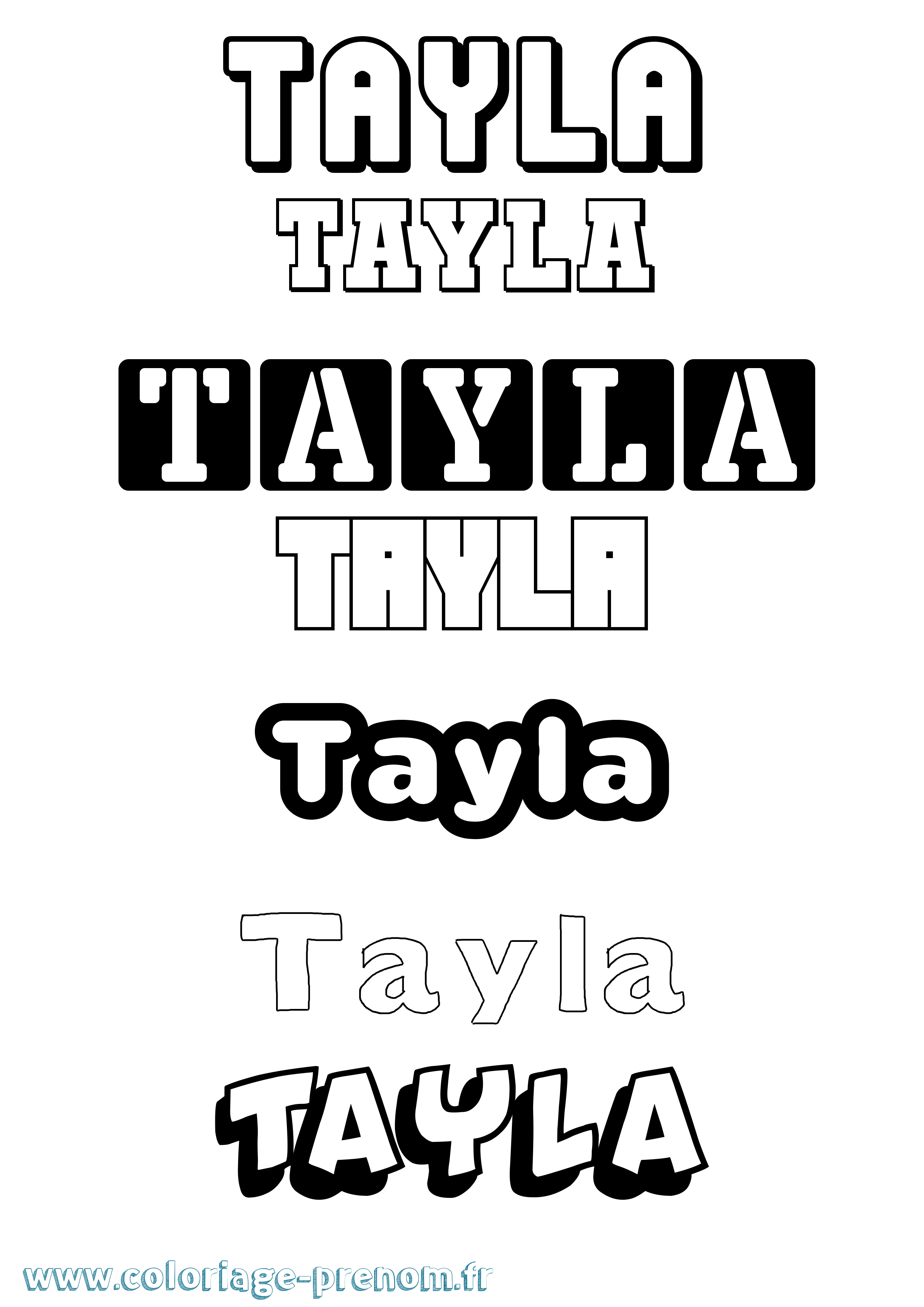 Coloriage Tayla Simple Coloriage prénom Tayla Simple