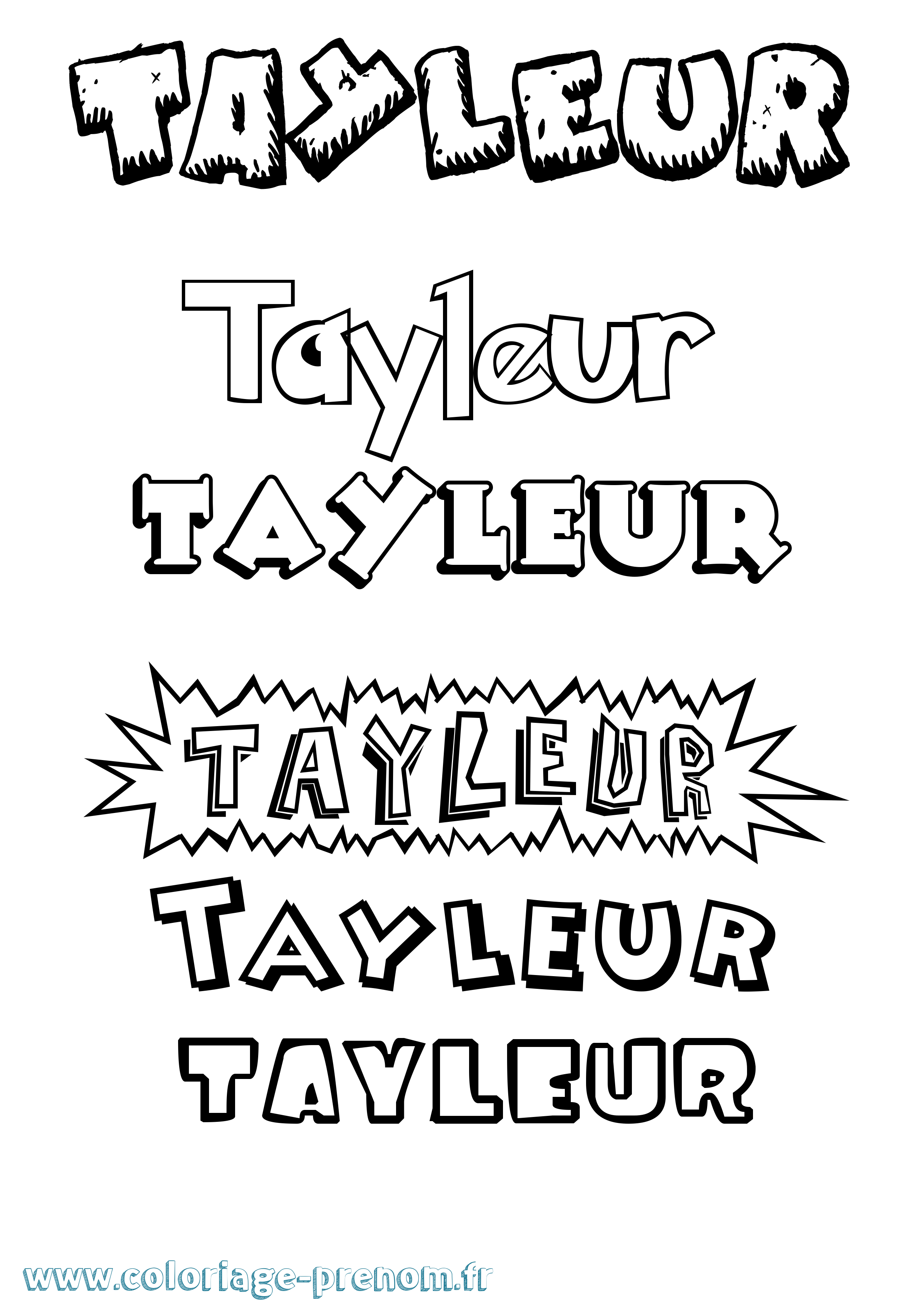 Coloriage Tayleur Dessin Animé Coloriage prénom Tayleur Dessin Animé