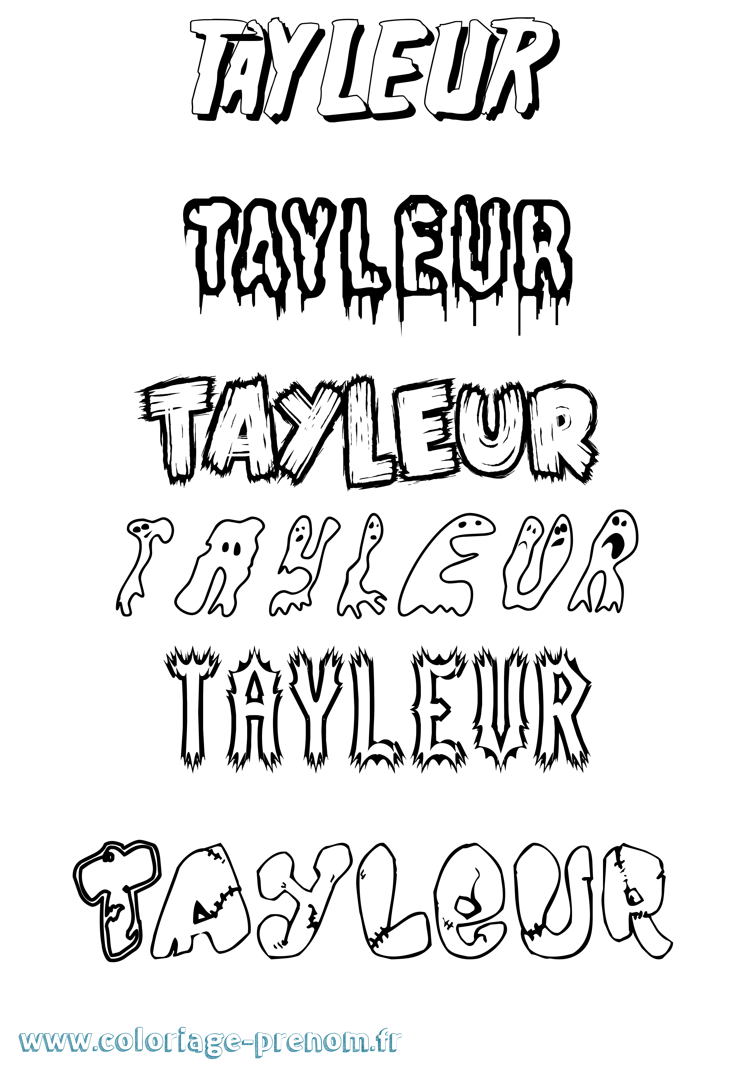 Coloriage Tayleur Frisson Coloriage prénom Tayleur Frisson