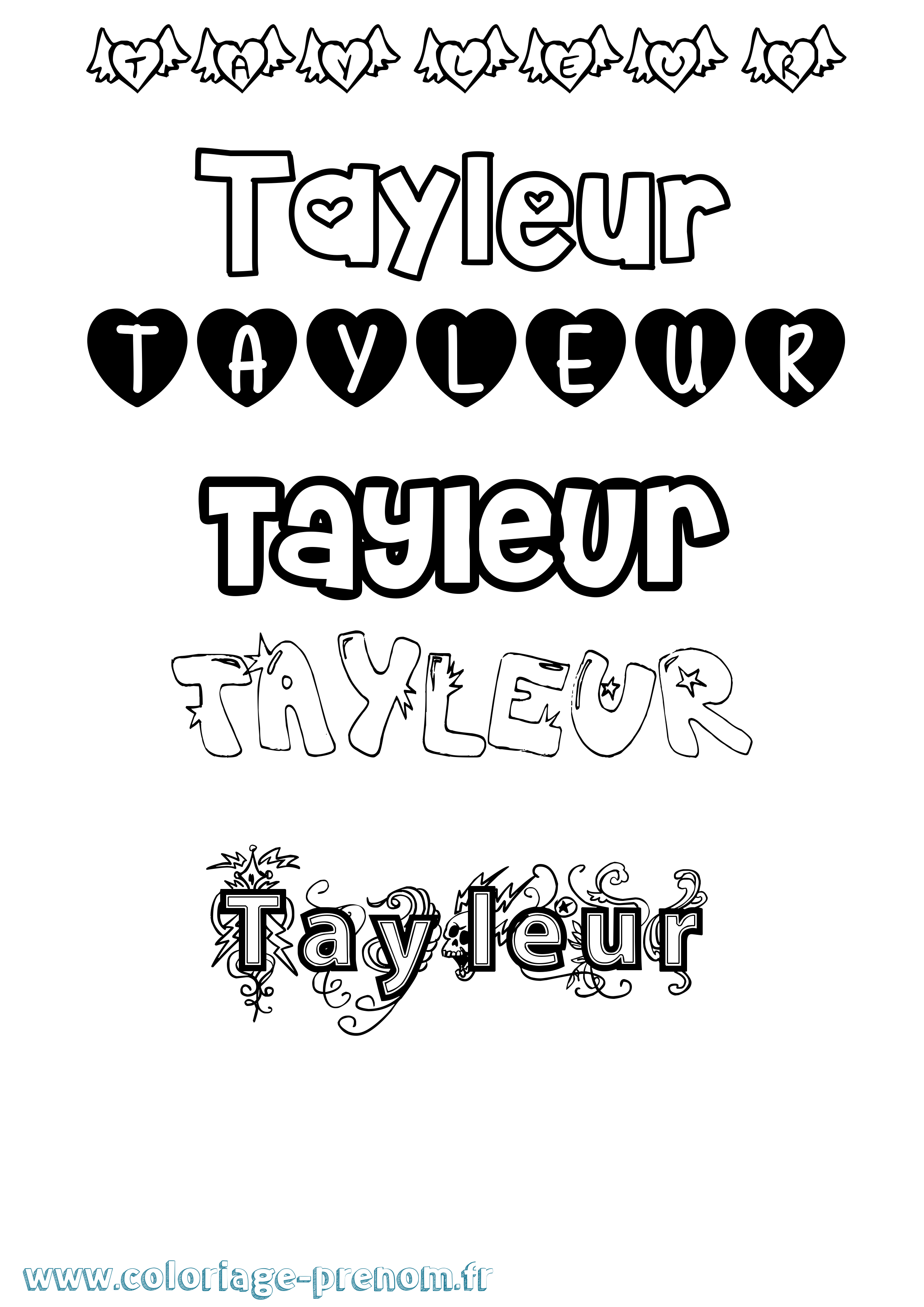 Coloriage Tayleur Girly Coloriage prénom Tayleur Girly