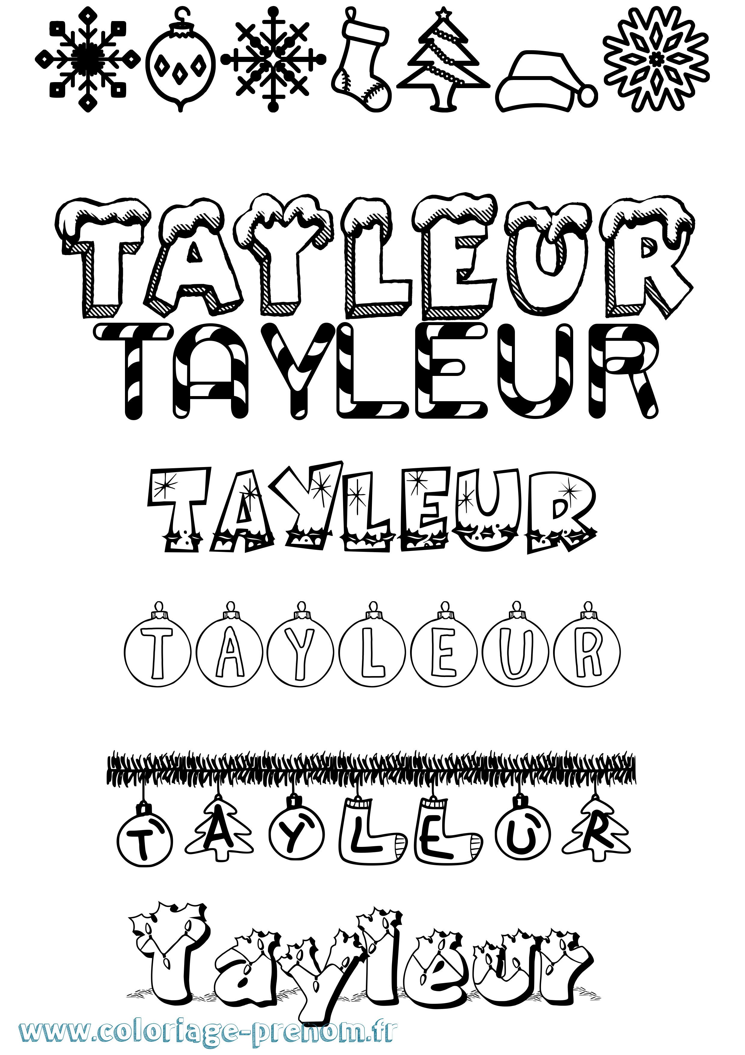 Coloriage Tayleur Noël Coloriage prénom Tayleur Noël
