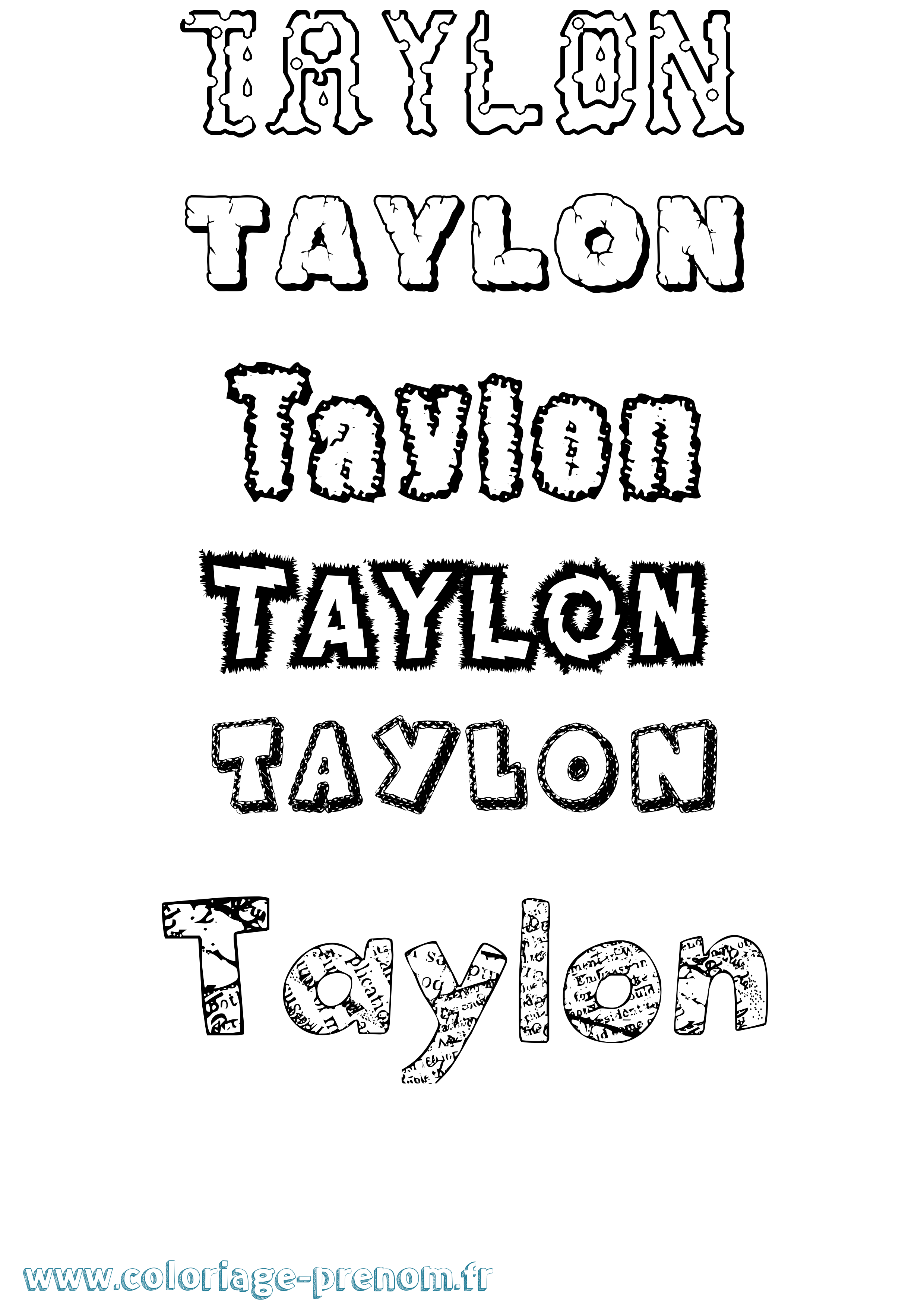Coloriage Taylon Destructuré Coloriage prénom Taylon Destructuré
