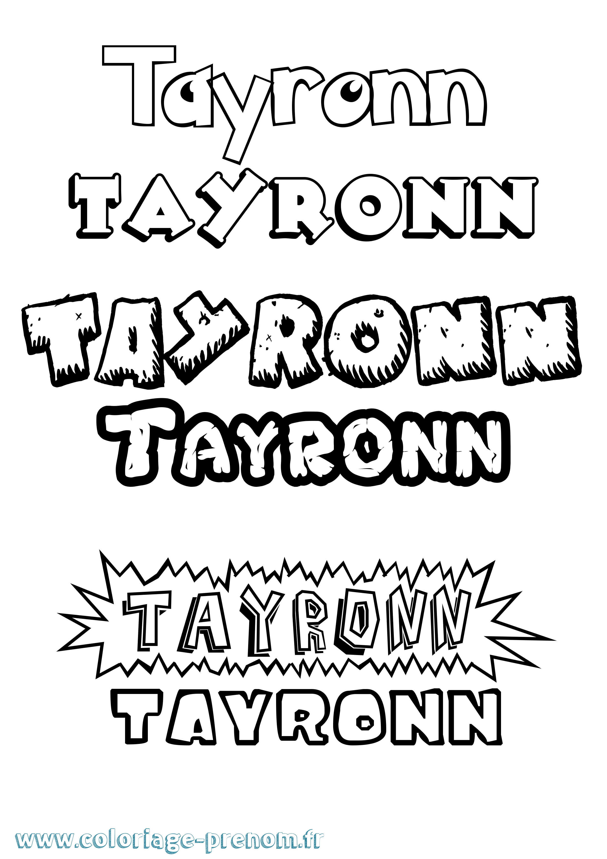Coloriage Tayronn Dessin Animé Coloriage prénom Tayronn Dessin Animé