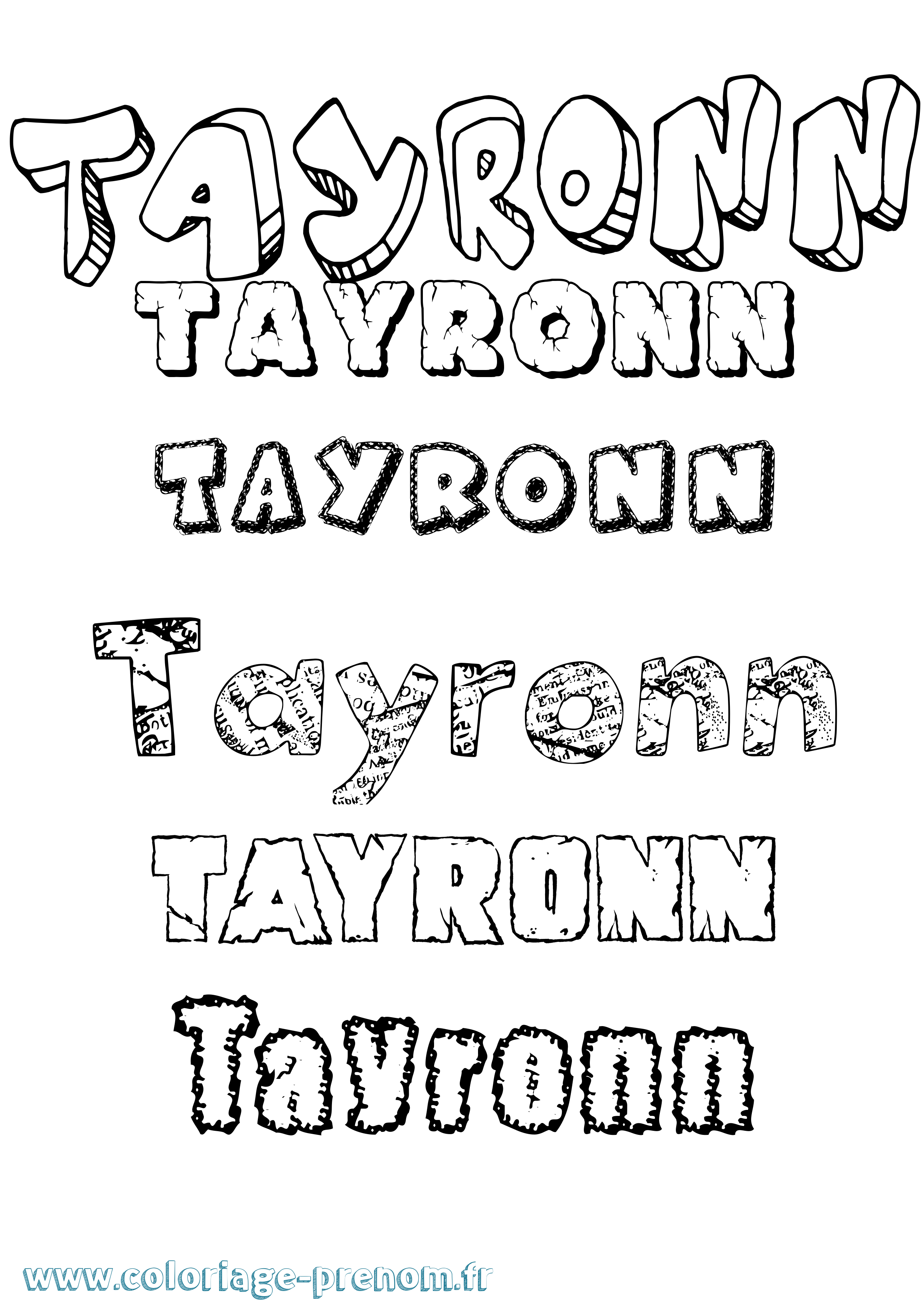 Coloriage Tayronn Destructuré Coloriage prénom Tayronn Destructuré