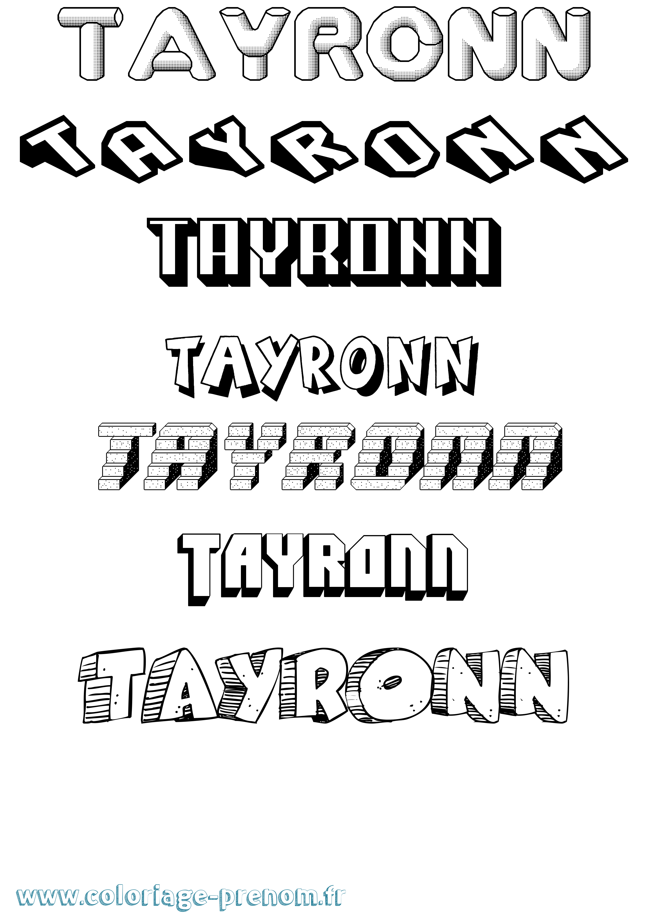 Coloriage Tayronn Effet 3D Coloriage prénom Tayronn Effet 3D