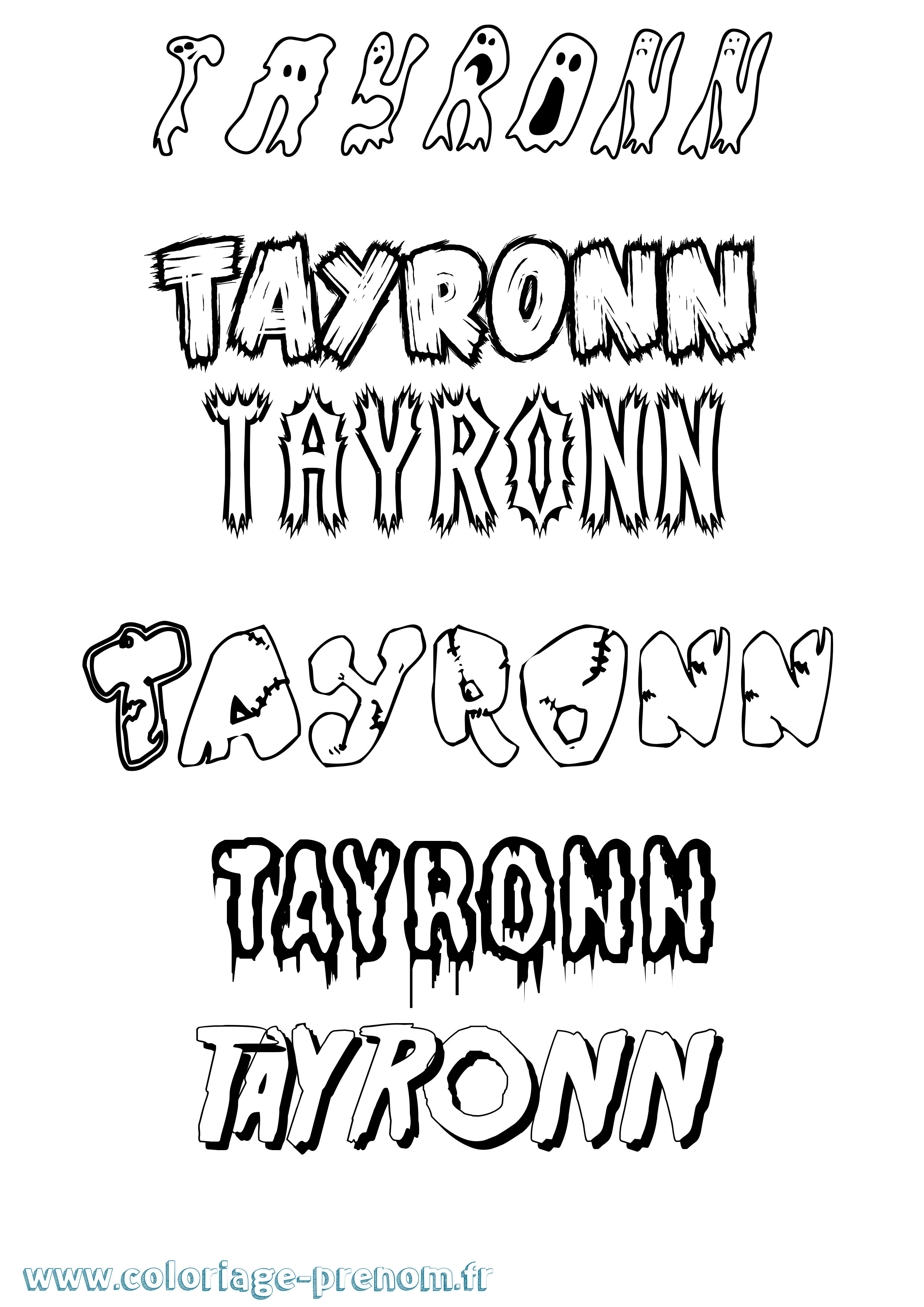 Coloriage Tayronn Frisson Coloriage prénom Tayronn Frisson