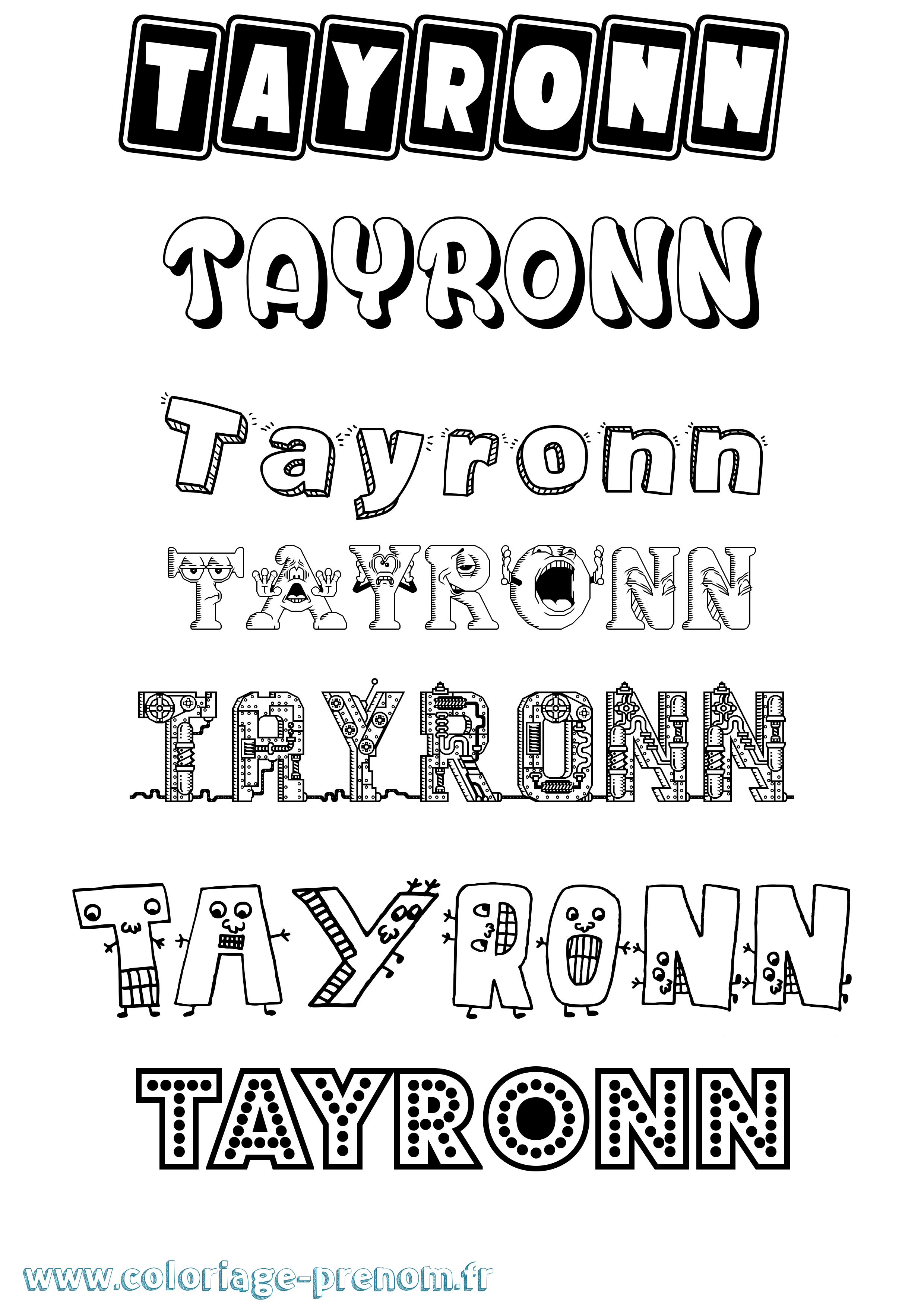 Coloriage Tayronn Fun Coloriage prénom Tayronn Fun
