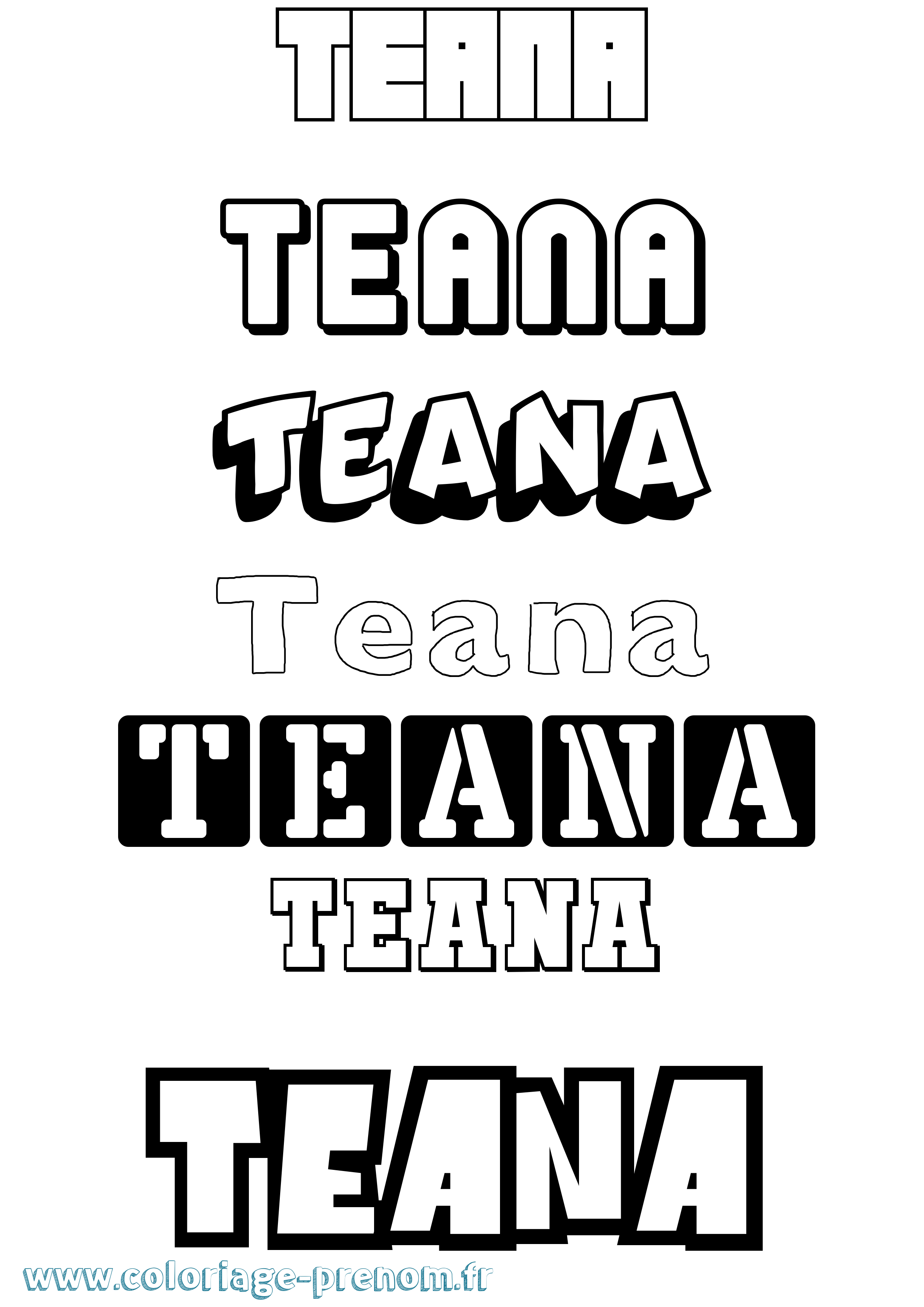 Coloriage Teana Simple Coloriage prénom Teana Simple