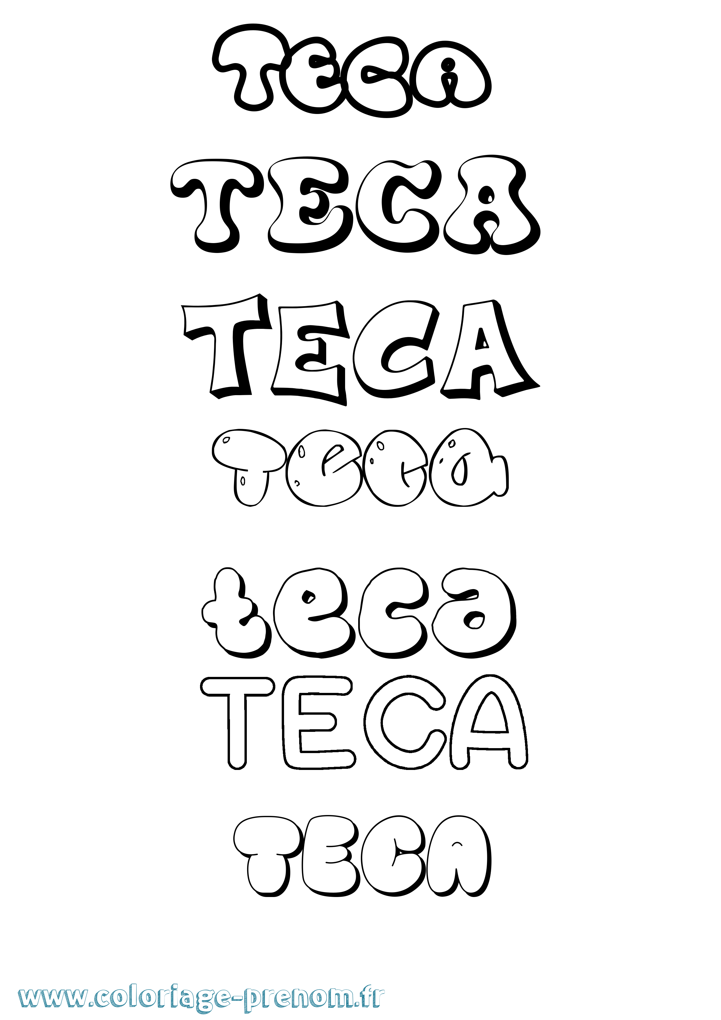 Coloriage Teca Bubble Coloriage prénom Teca Bubble