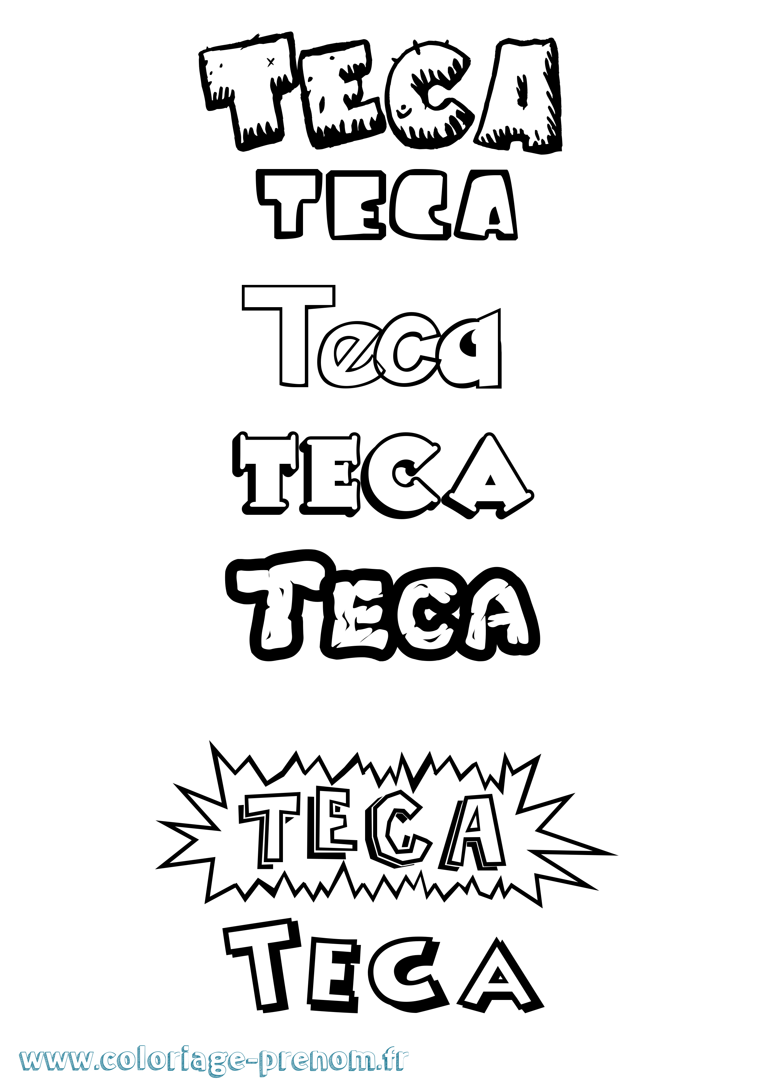 Coloriage Teca Dessin Animé Coloriage prénom Teca Dessin Animé