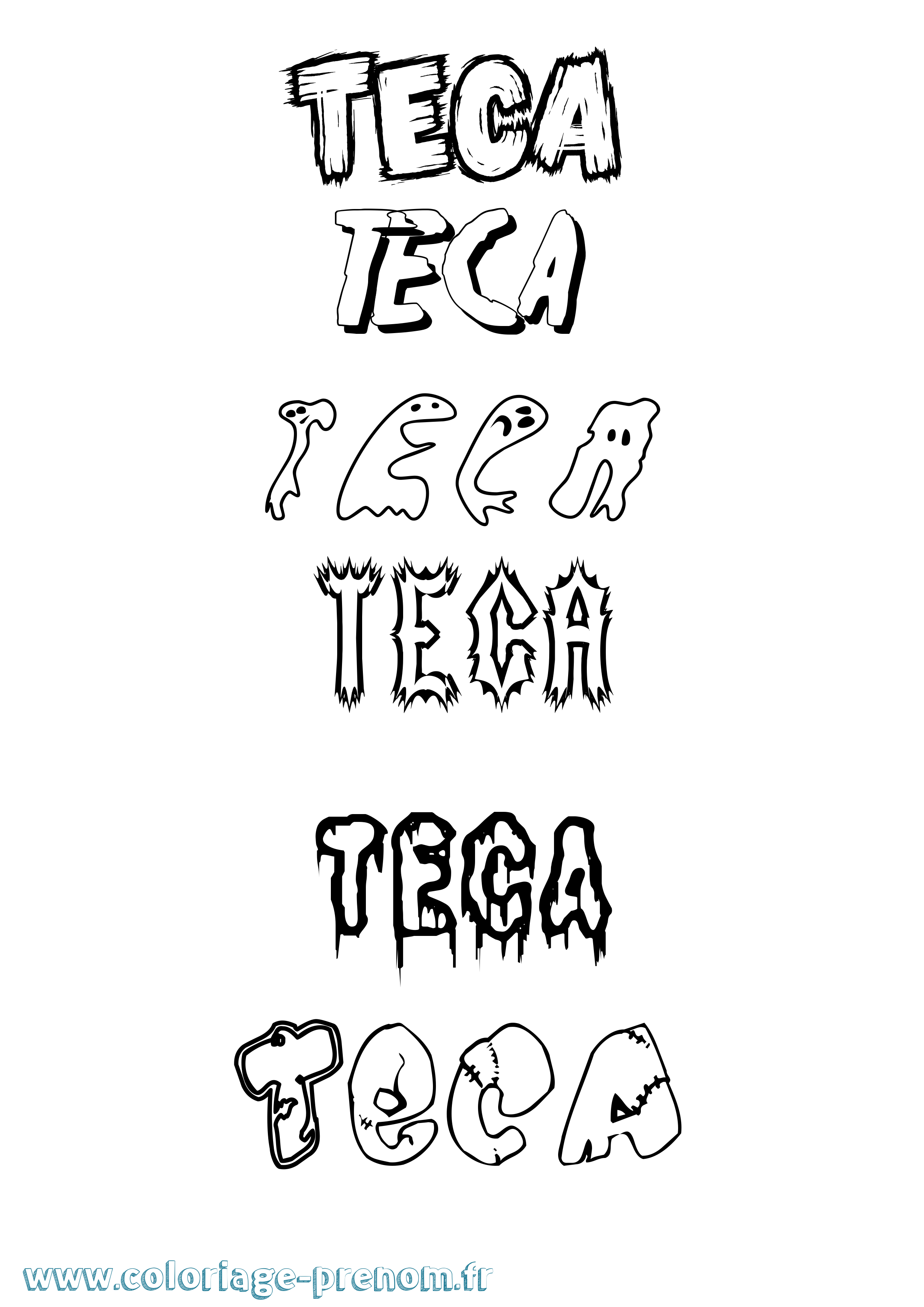 Coloriage Teca Frisson Coloriage prénom Teca Frisson