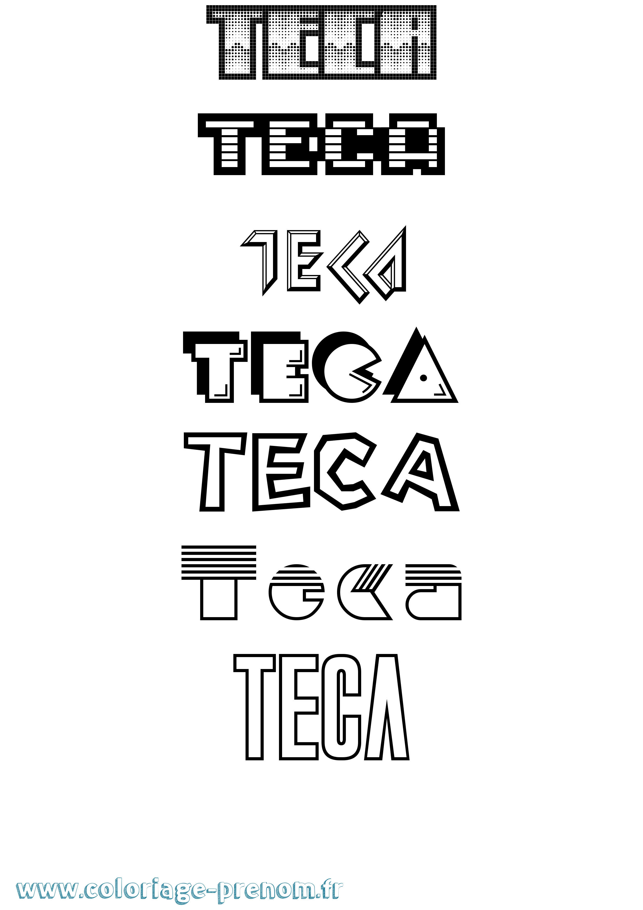 Coloriage Teca Jeux Vidéos Coloriage prénom Teca Jeux Vidéos