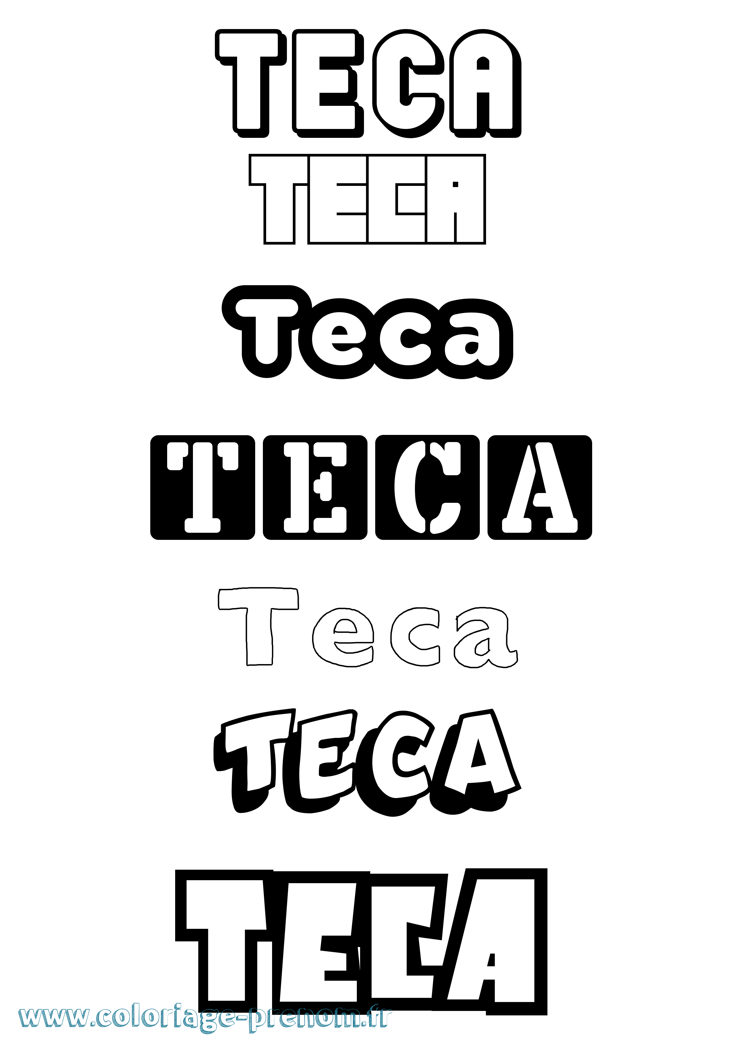Coloriage Teca Simple Coloriage prénom Teca Simple