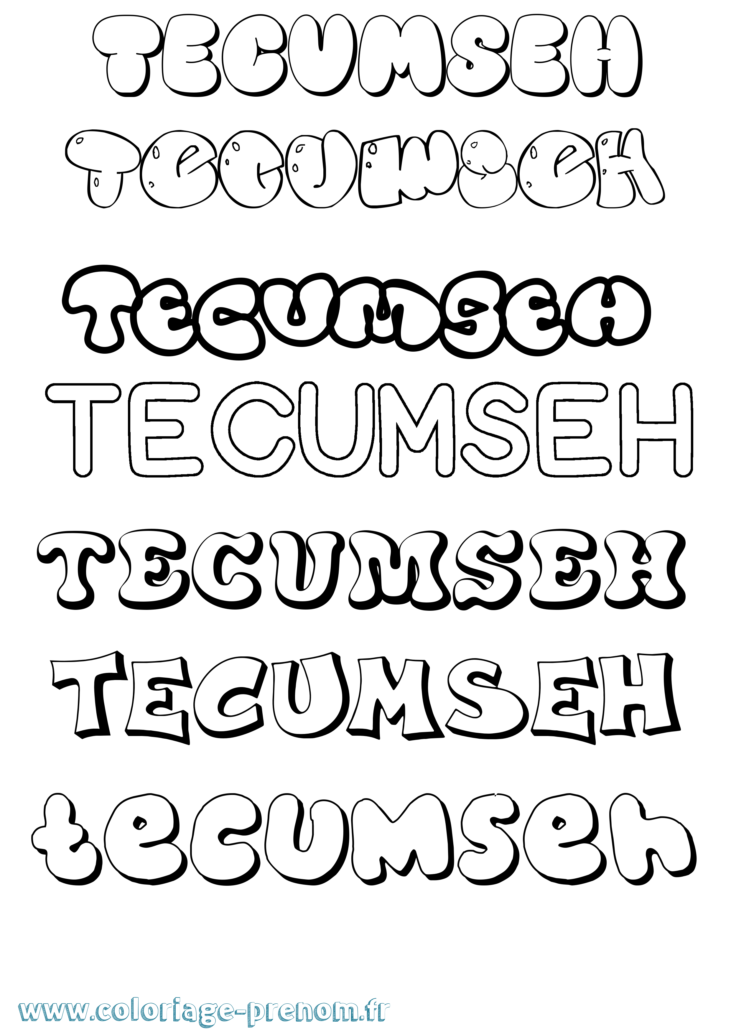 Coloriage Tecumseh Bubble Coloriage prénom Tecumseh Bubble