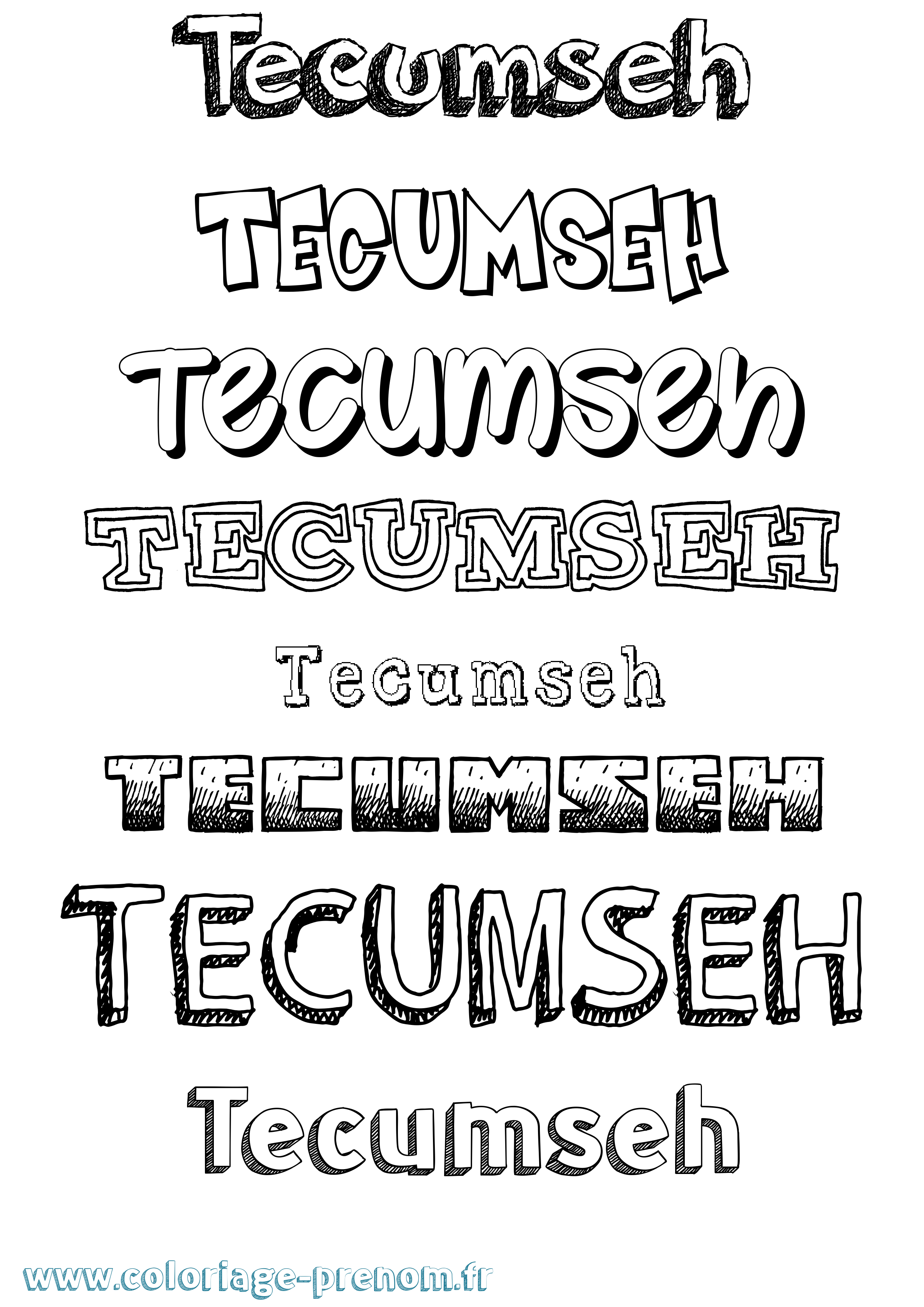 Coloriage Tecumseh Dessiné Coloriage prénom Tecumseh Dessiné