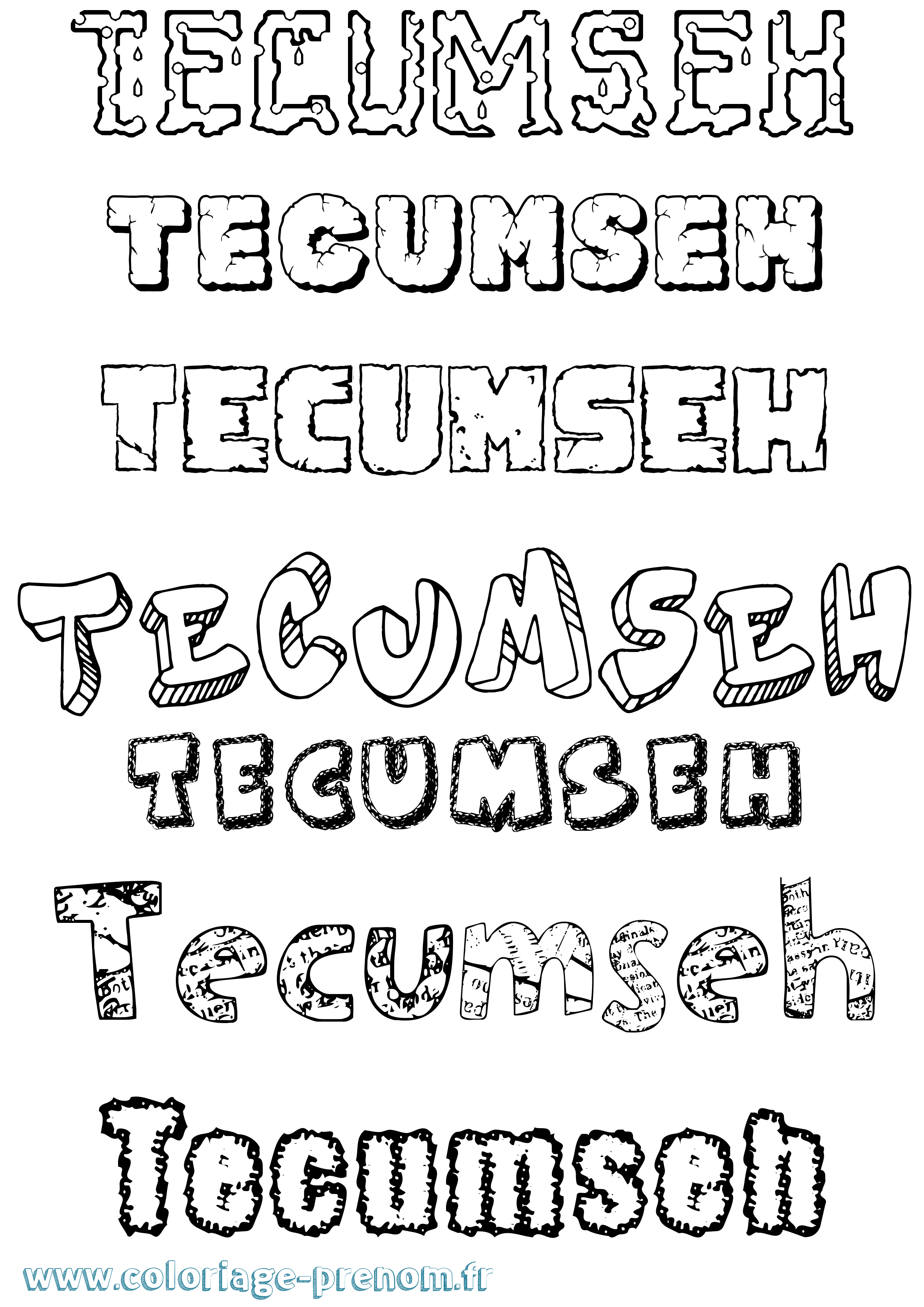 Coloriage Tecumseh Destructuré Coloriage prénom Tecumseh Destructuré