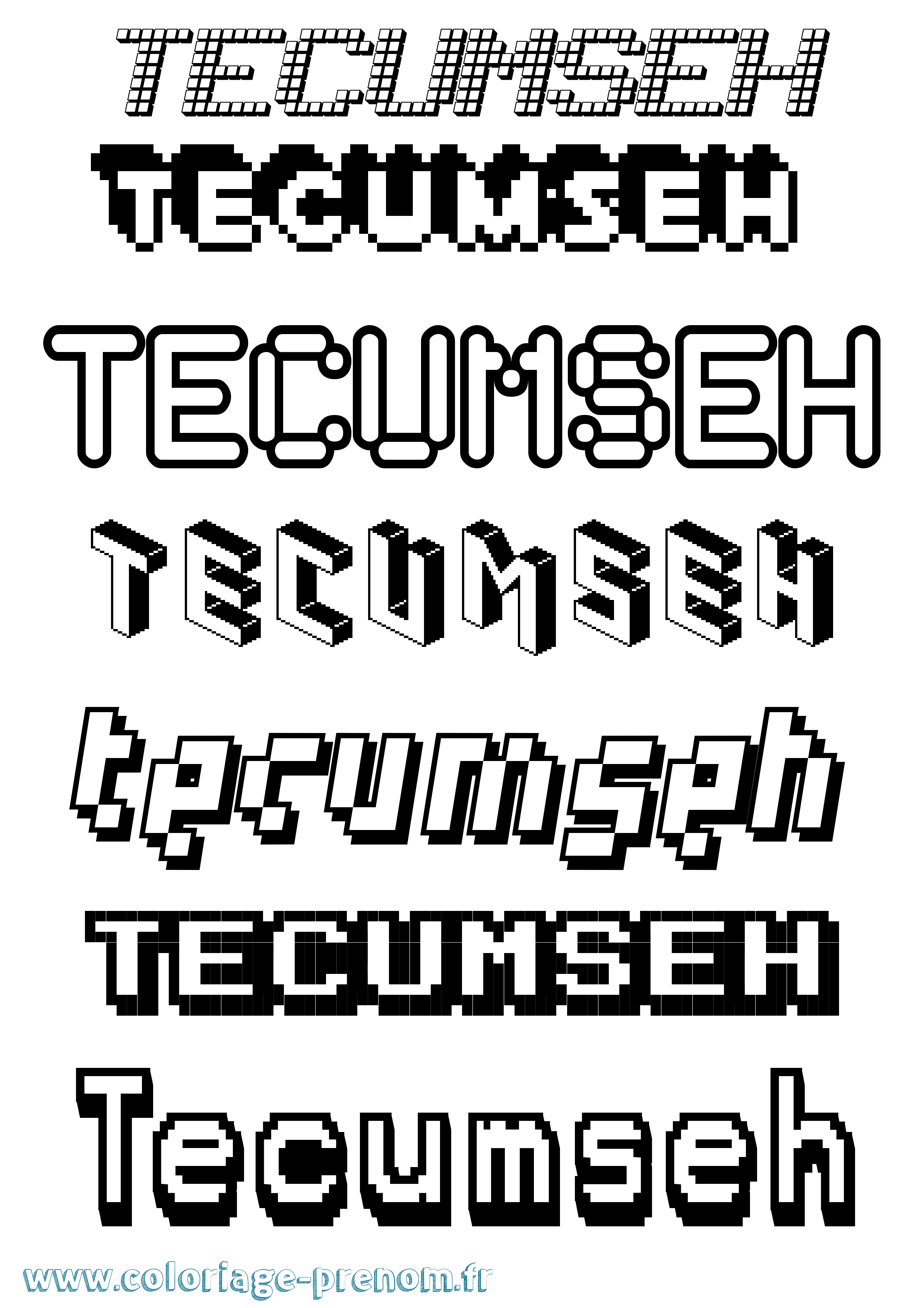 Coloriage Tecumseh Pixel Coloriage prénom Tecumseh Pixel