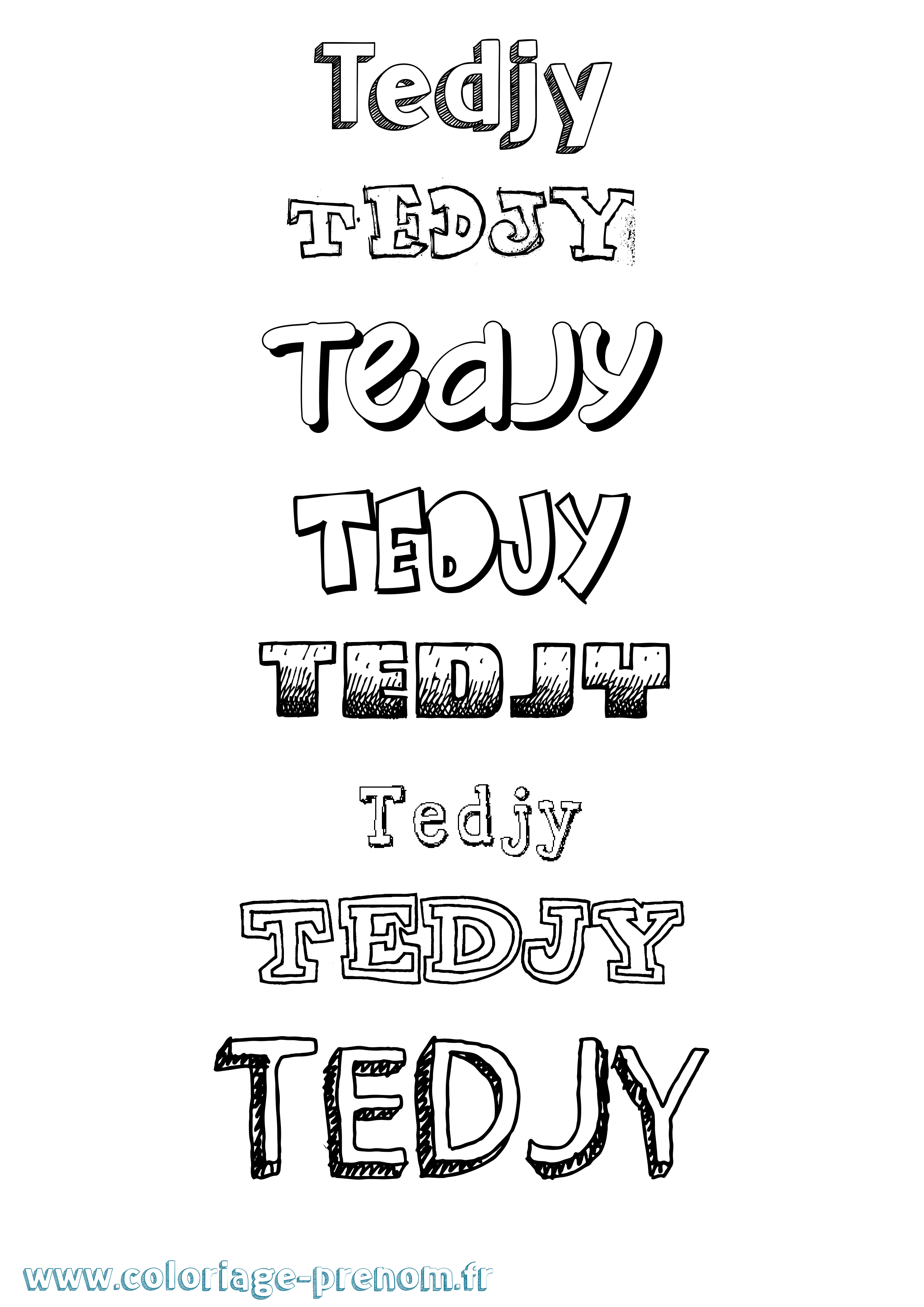 Coloriage Tedjy Dessiné Coloriage prénom Tedjy Dessiné