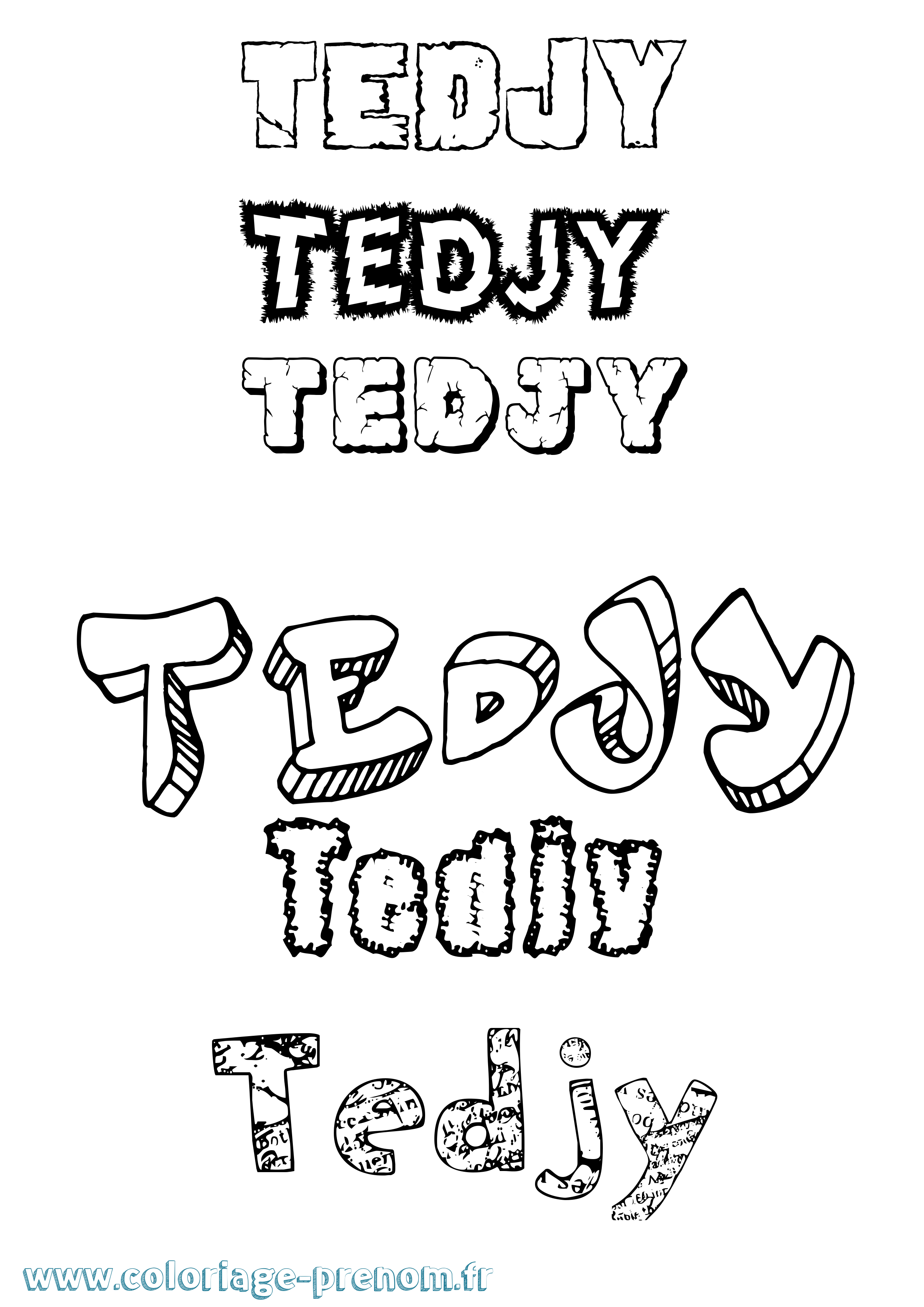 Coloriage Tedjy Destructuré Coloriage prénom Tedjy Destructuré