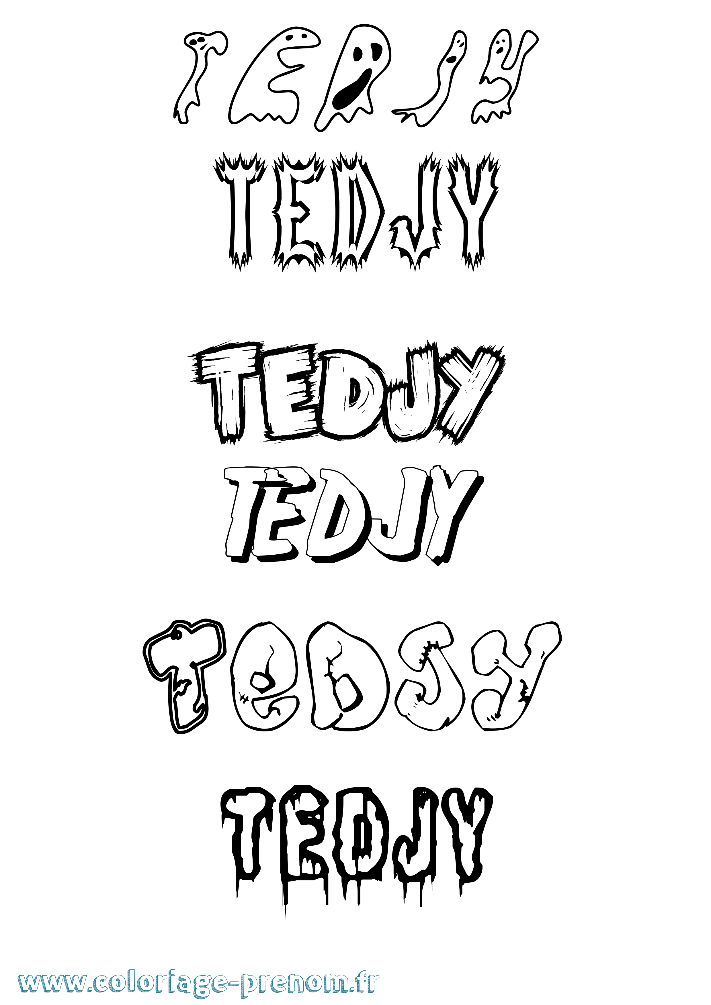 Coloriage Tedjy Frisson Coloriage prénom Tedjy Frisson