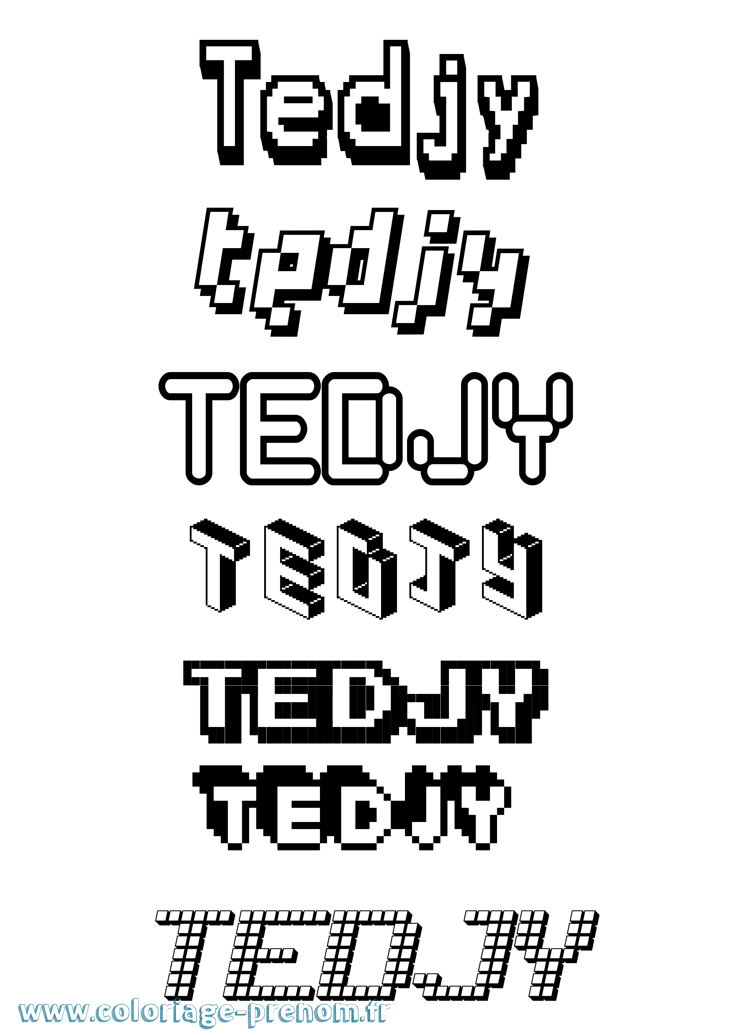 Coloriage Tedjy Pixel Coloriage prénom Tedjy Pixel