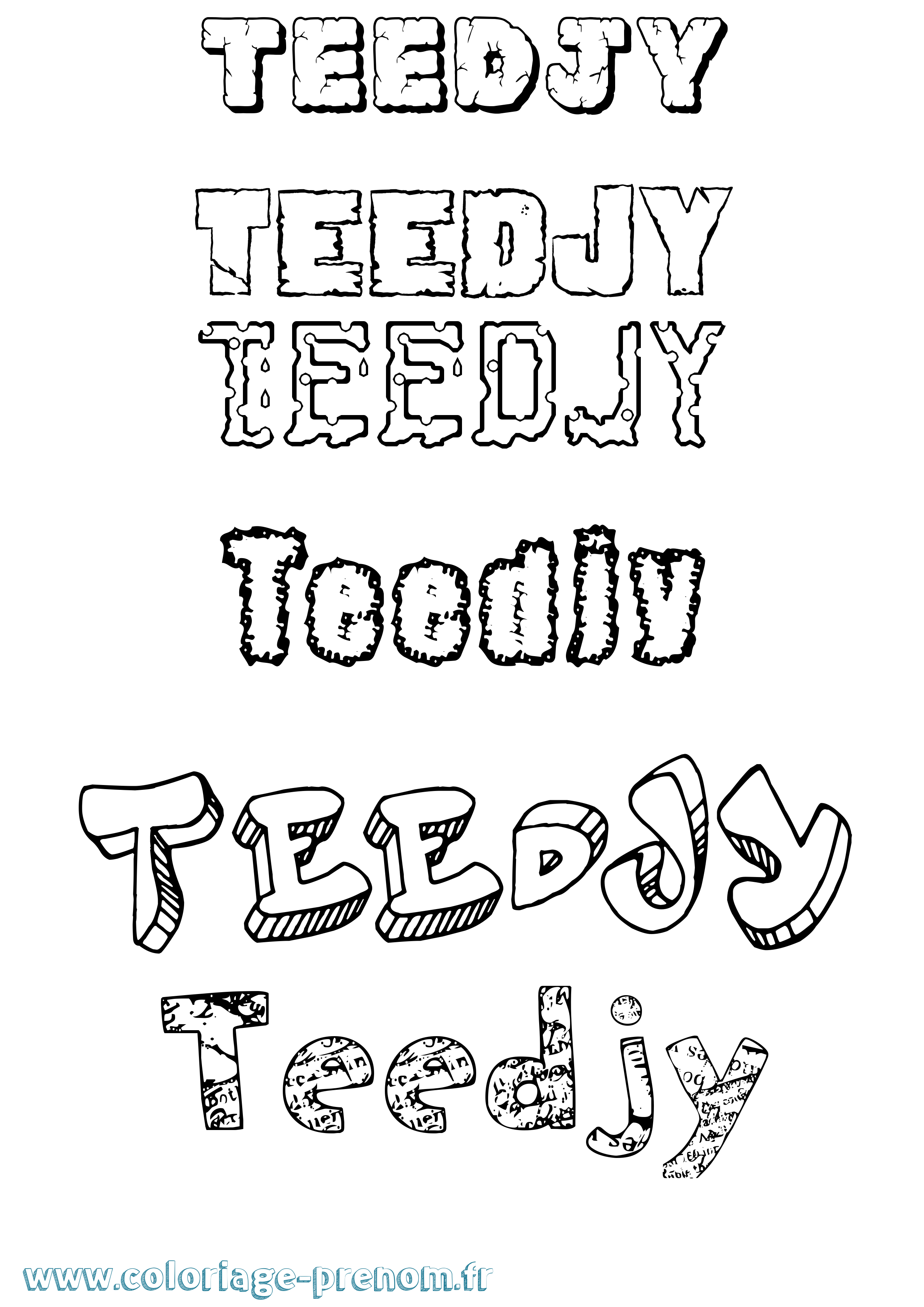 Coloriage Teedjy Destructuré Coloriage prénom Teedjy Destructuré