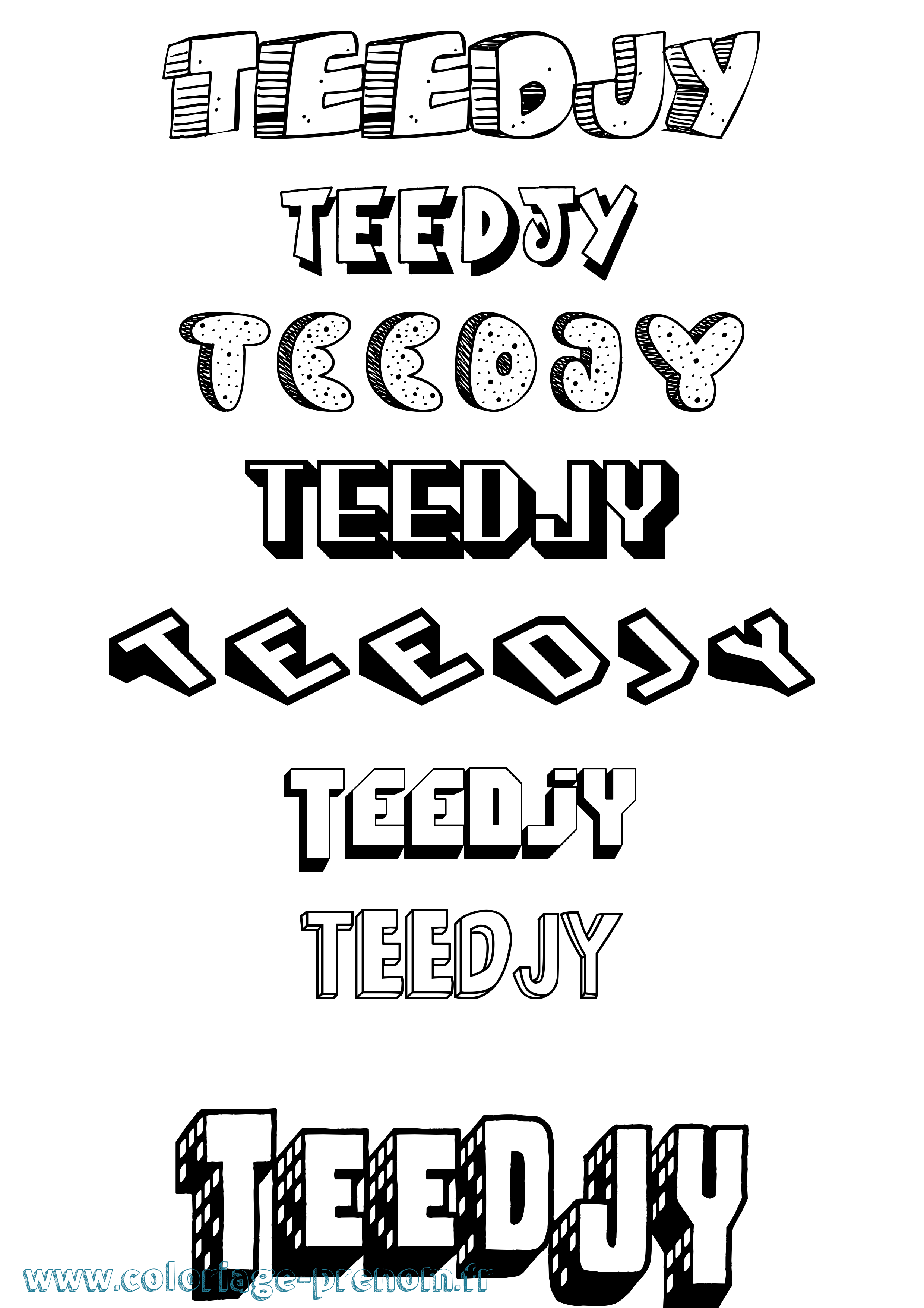 Coloriage Teedjy Effet 3D Coloriage prénom Teedjy Effet 3D