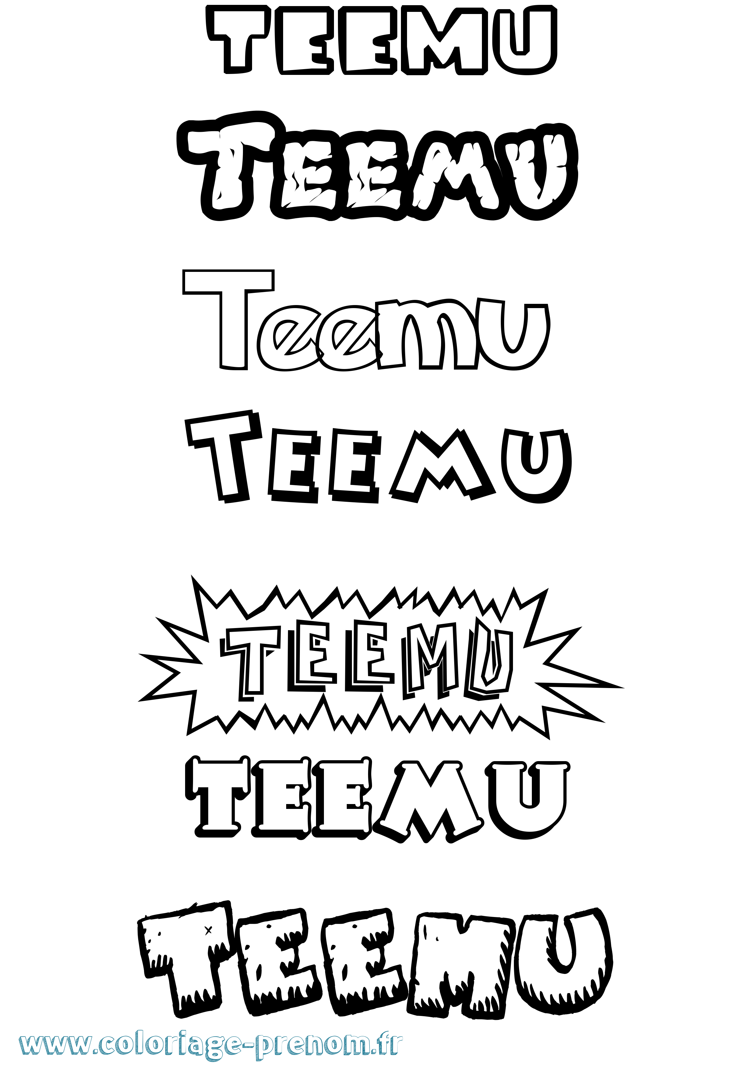 Coloriage Teemu Dessin Animé Coloriage prénom Teemu Dessin Animé