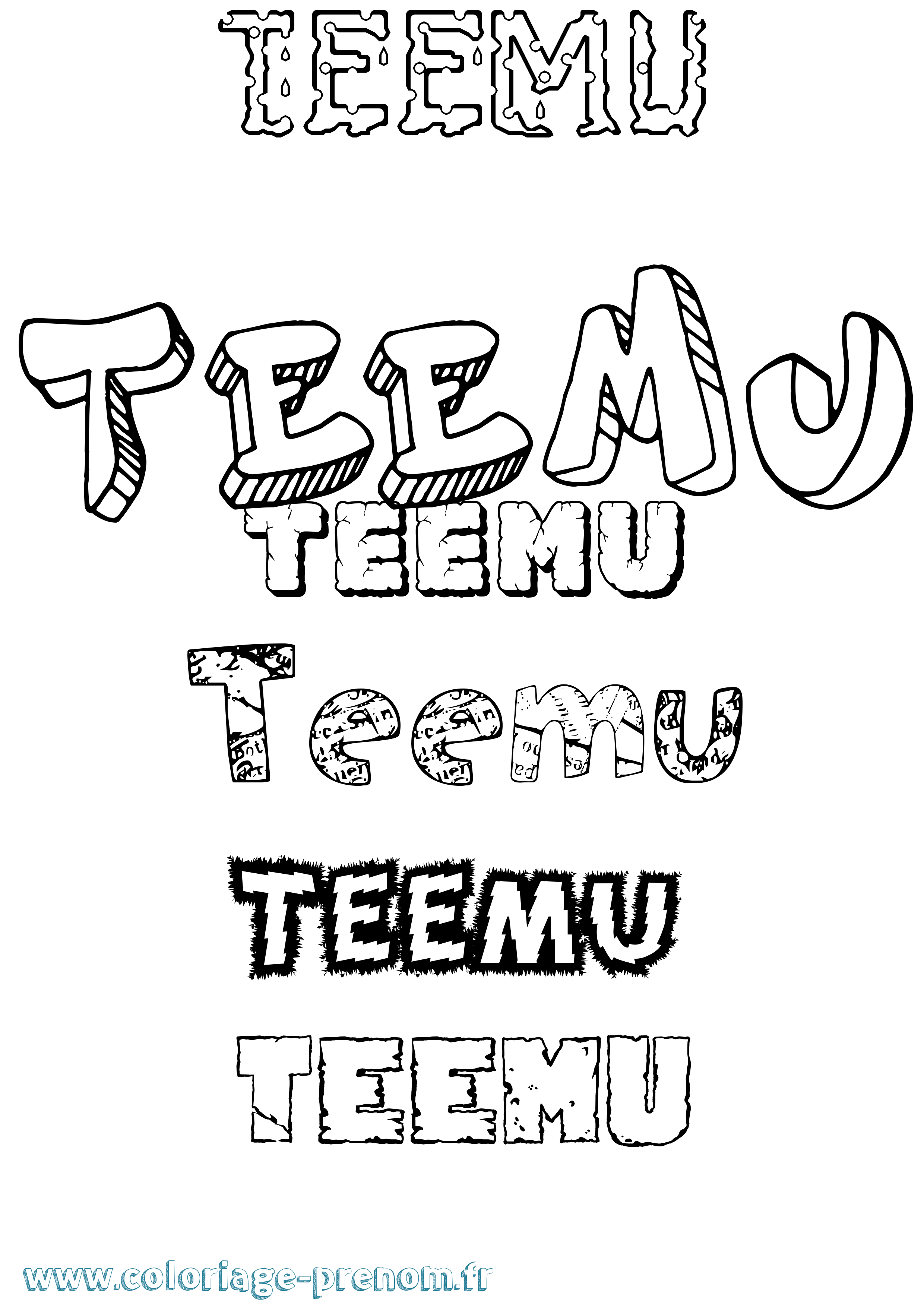 Coloriage Teemu Destructuré Coloriage prénom Teemu Destructuré