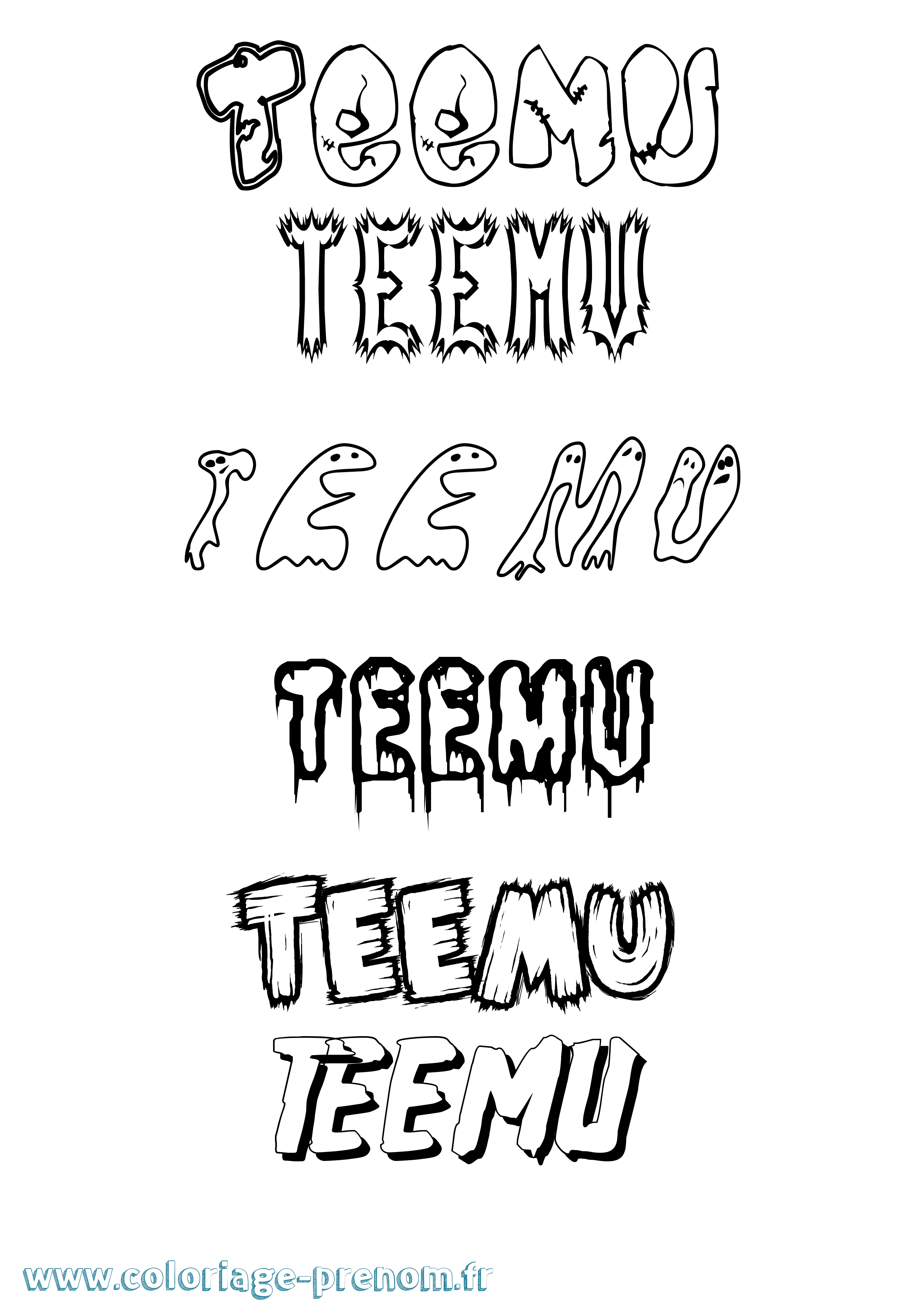 Coloriage Teemu Frisson Coloriage prénom Teemu Frisson