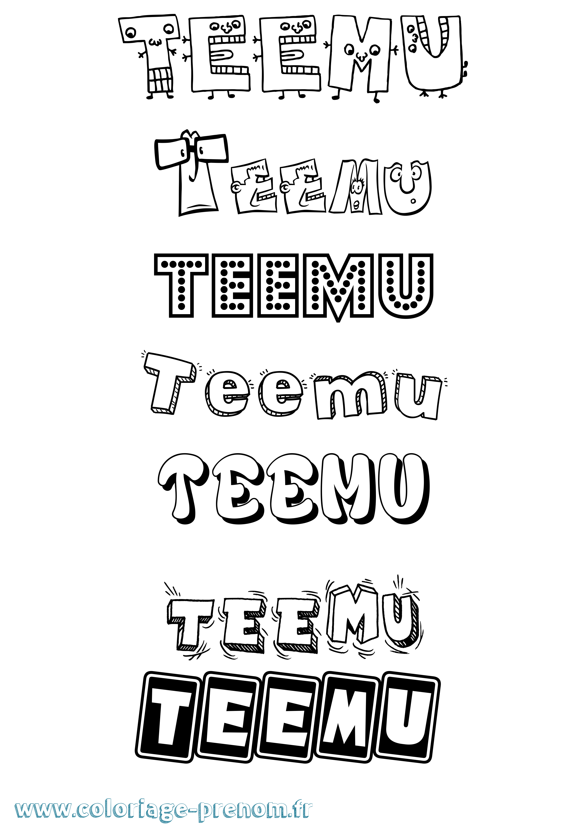 Coloriage Teemu Fun Coloriage prénom Teemu Fun