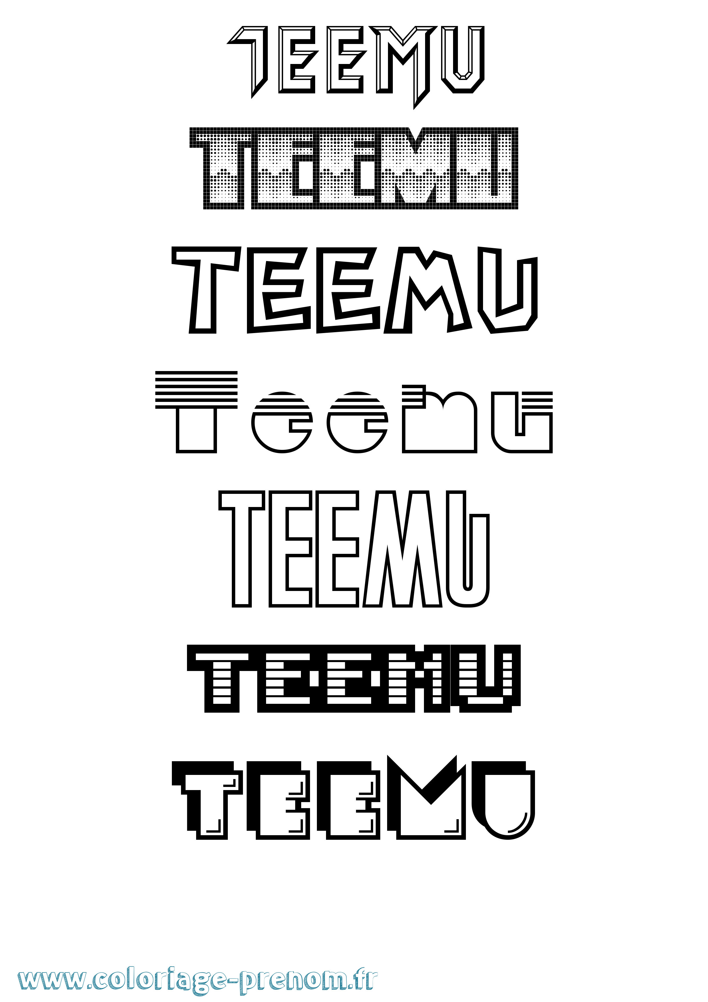 Coloriage Teemu Jeux Vidéos Coloriage prénom Teemu Jeux Vidéos
