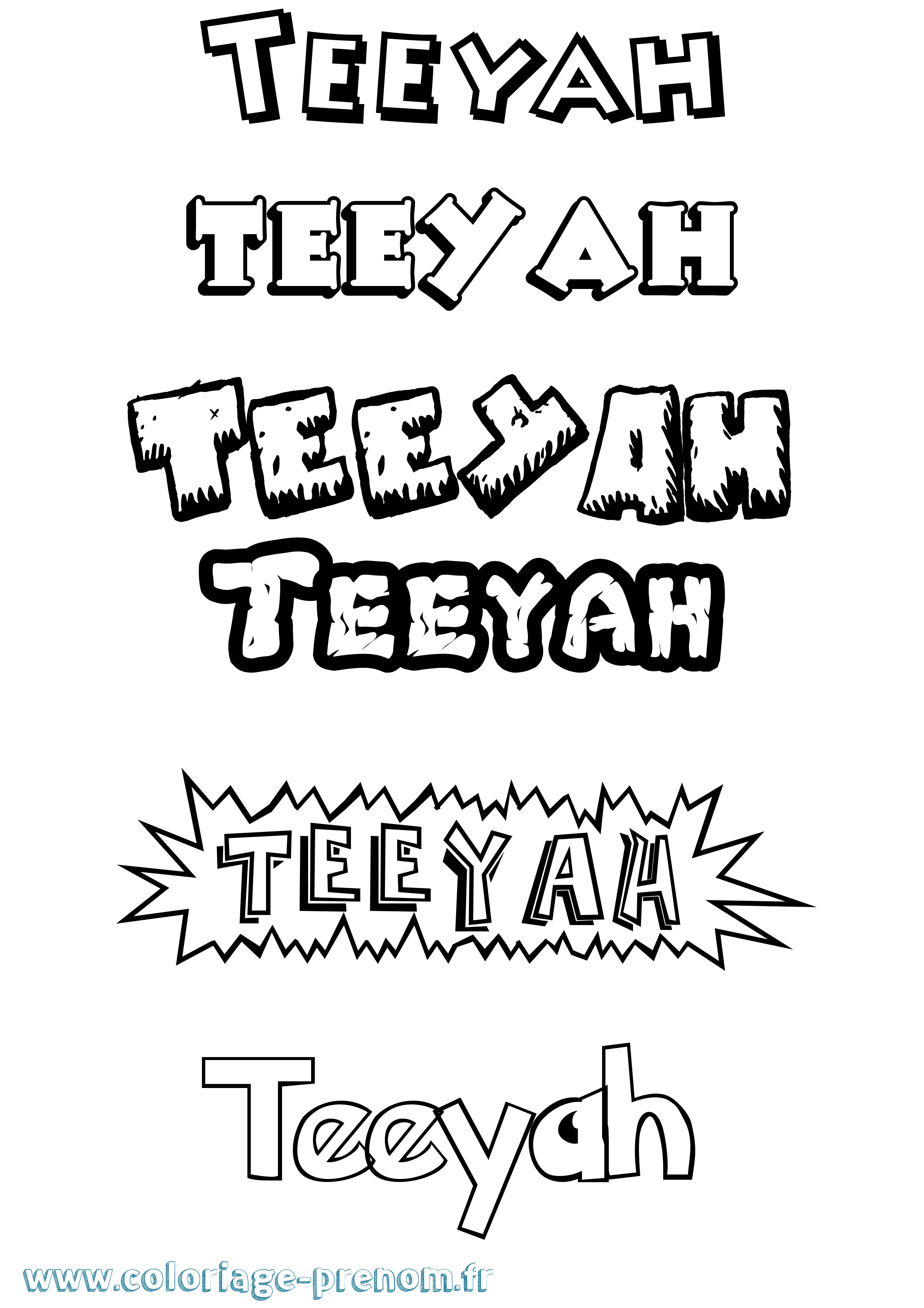 Coloriage Teeyah Dessin Animé Coloriage prénom Teeyah Dessin Animé