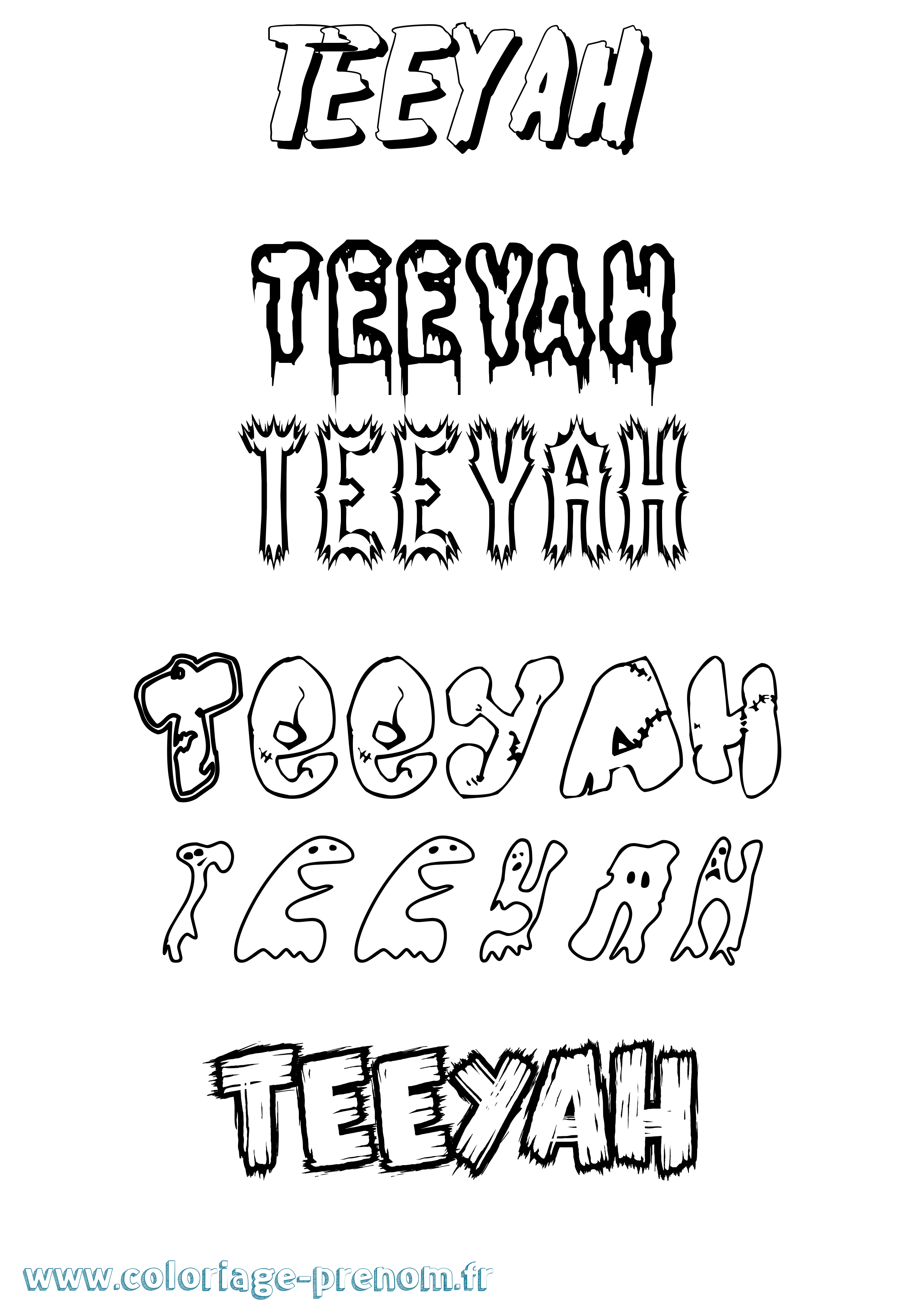 Coloriage Teeyah Frisson Coloriage prénom Teeyah Frisson