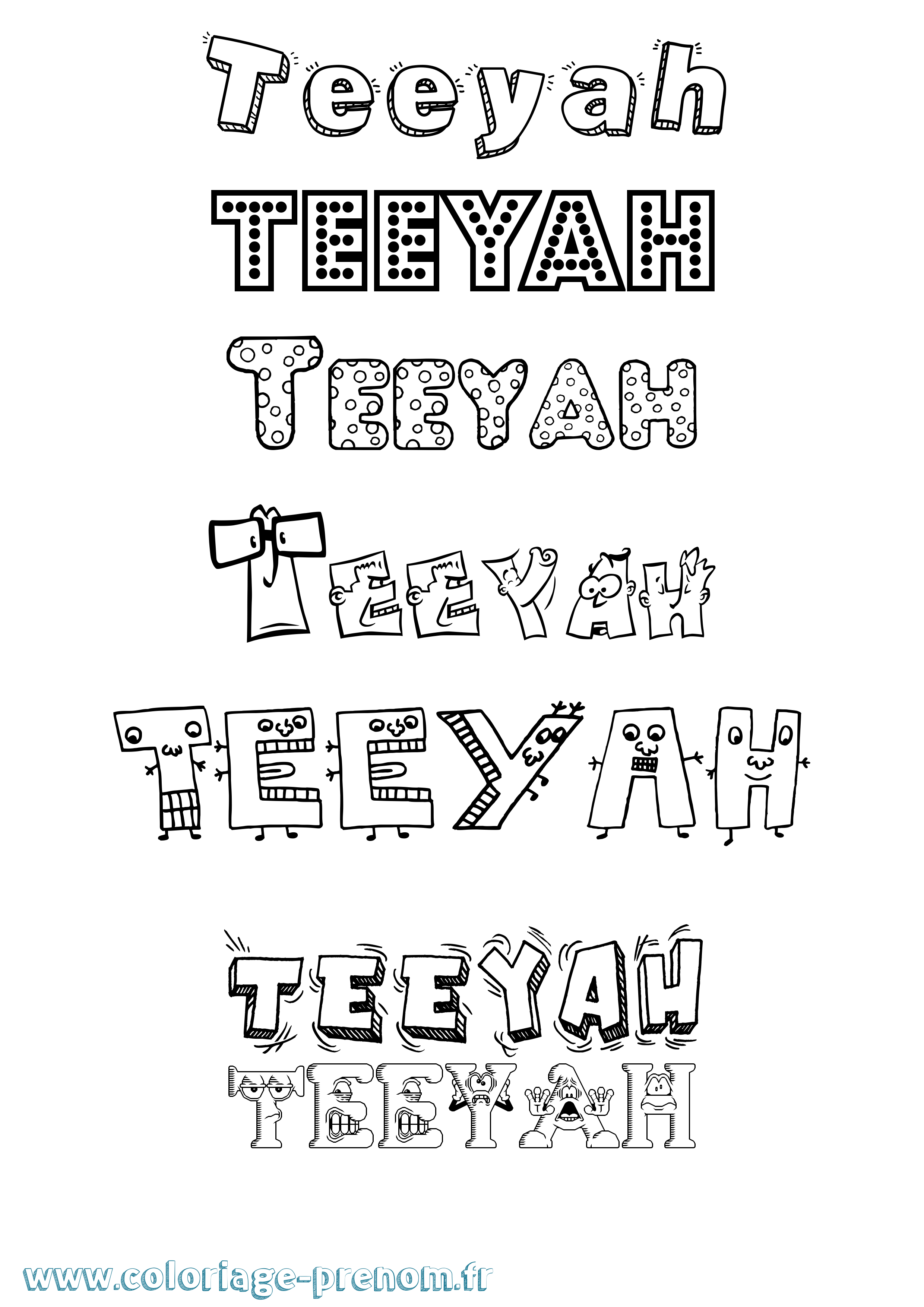 Coloriage Teeyah Fun Coloriage prénom Teeyah Fun