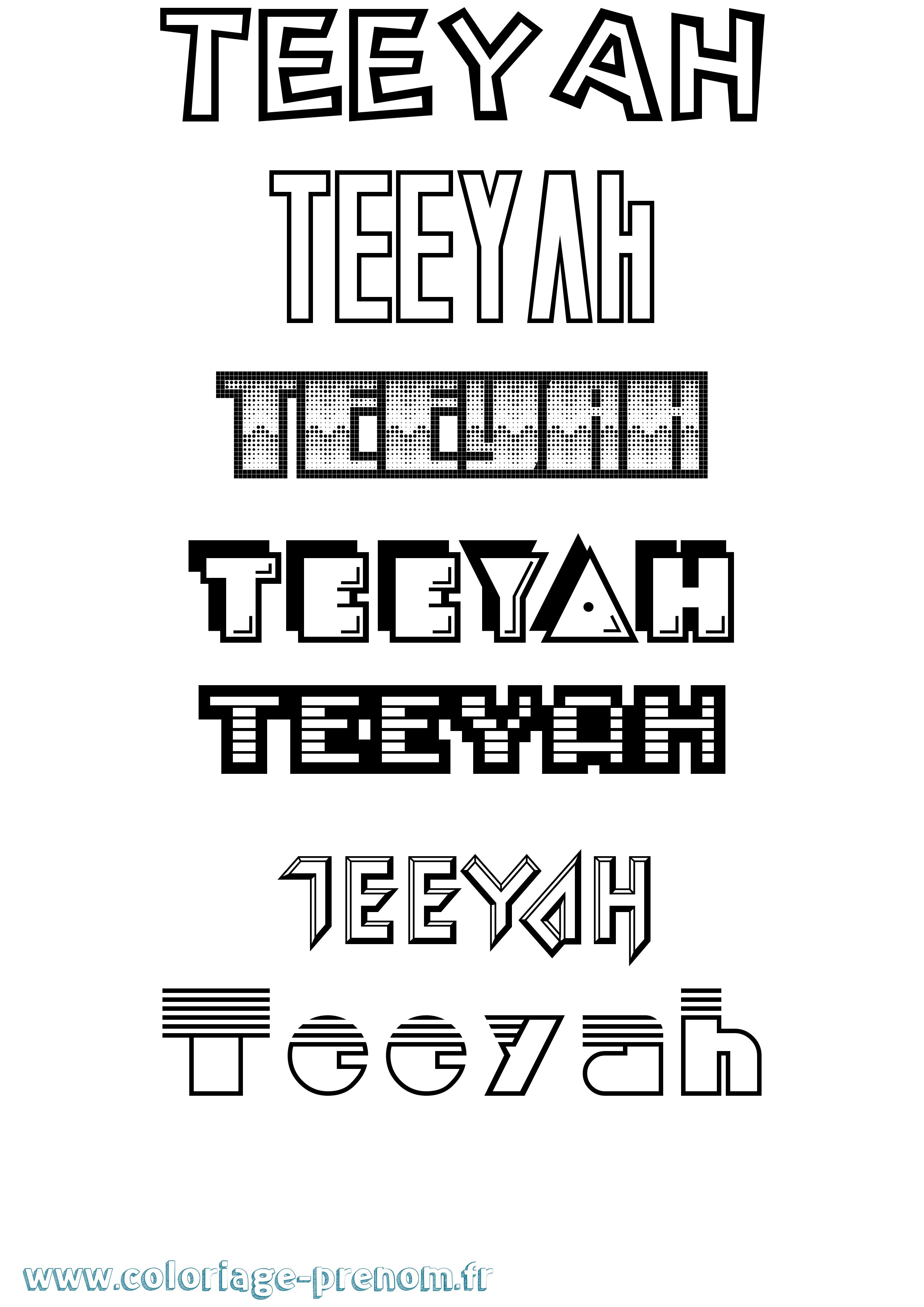 Coloriage Teeyah Jeux Vidéos Coloriage prénom Teeyah Jeux Vidéos