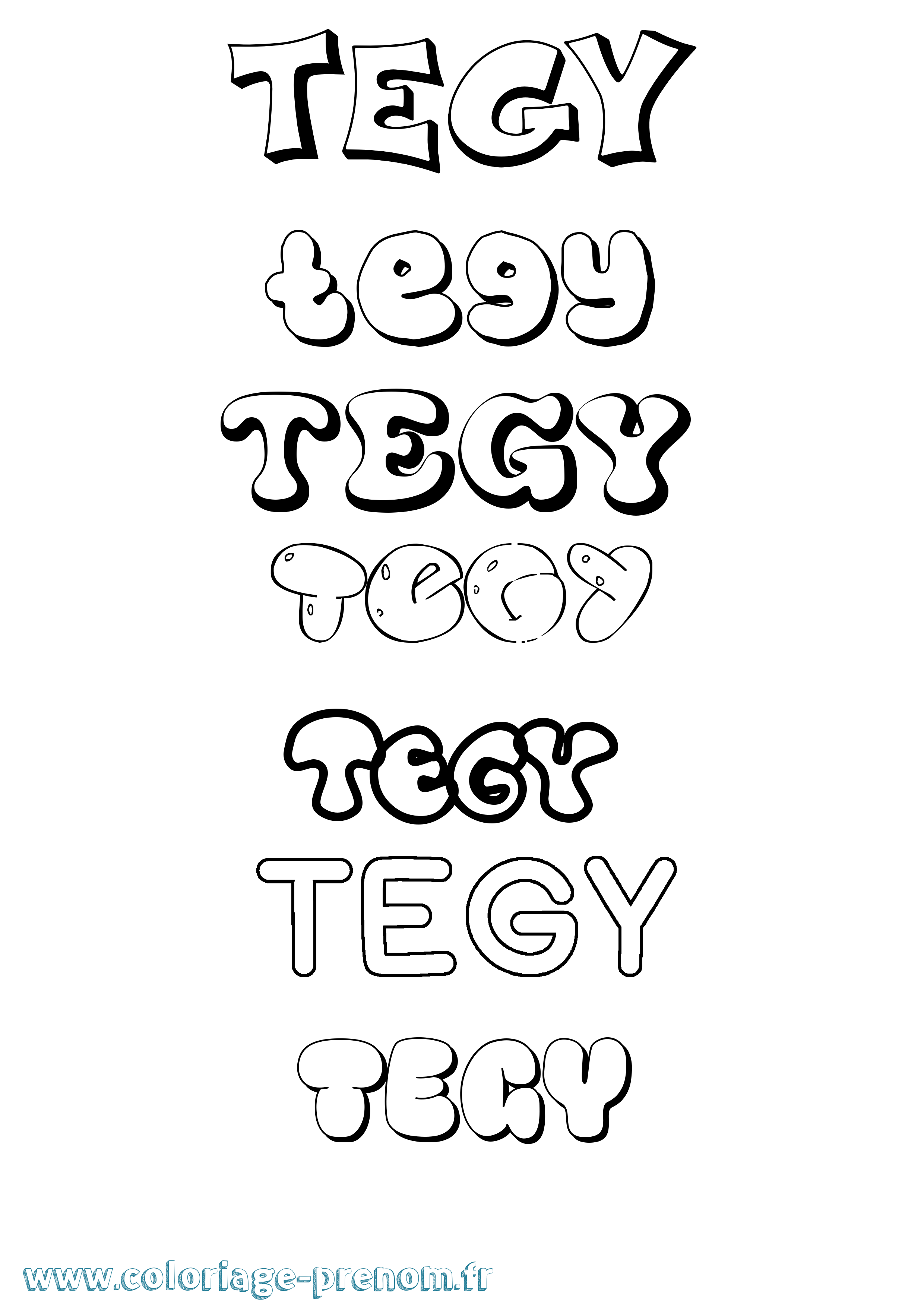 Coloriage Tegy Bubble Coloriage prénom Tegy Bubble