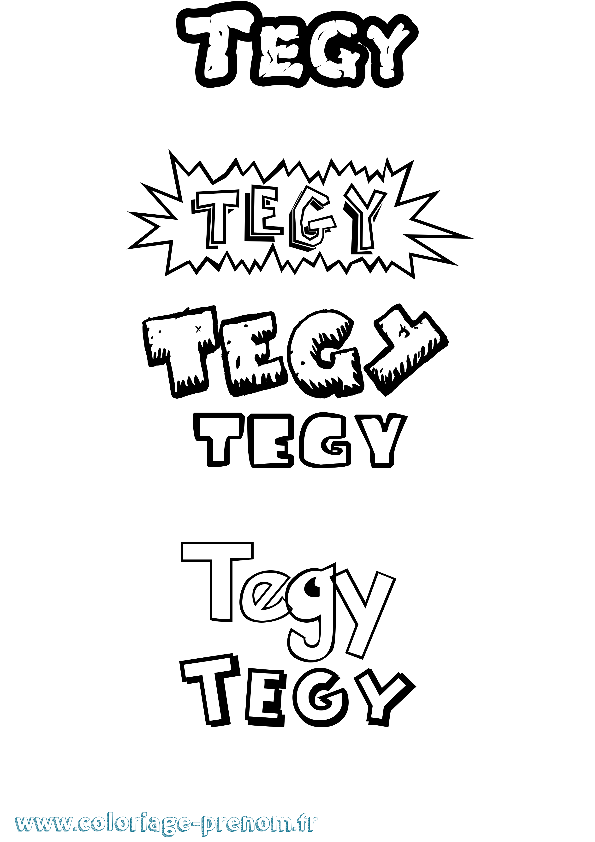 Coloriage Tegy Dessin Animé Coloriage prénom Tegy Dessin Animé