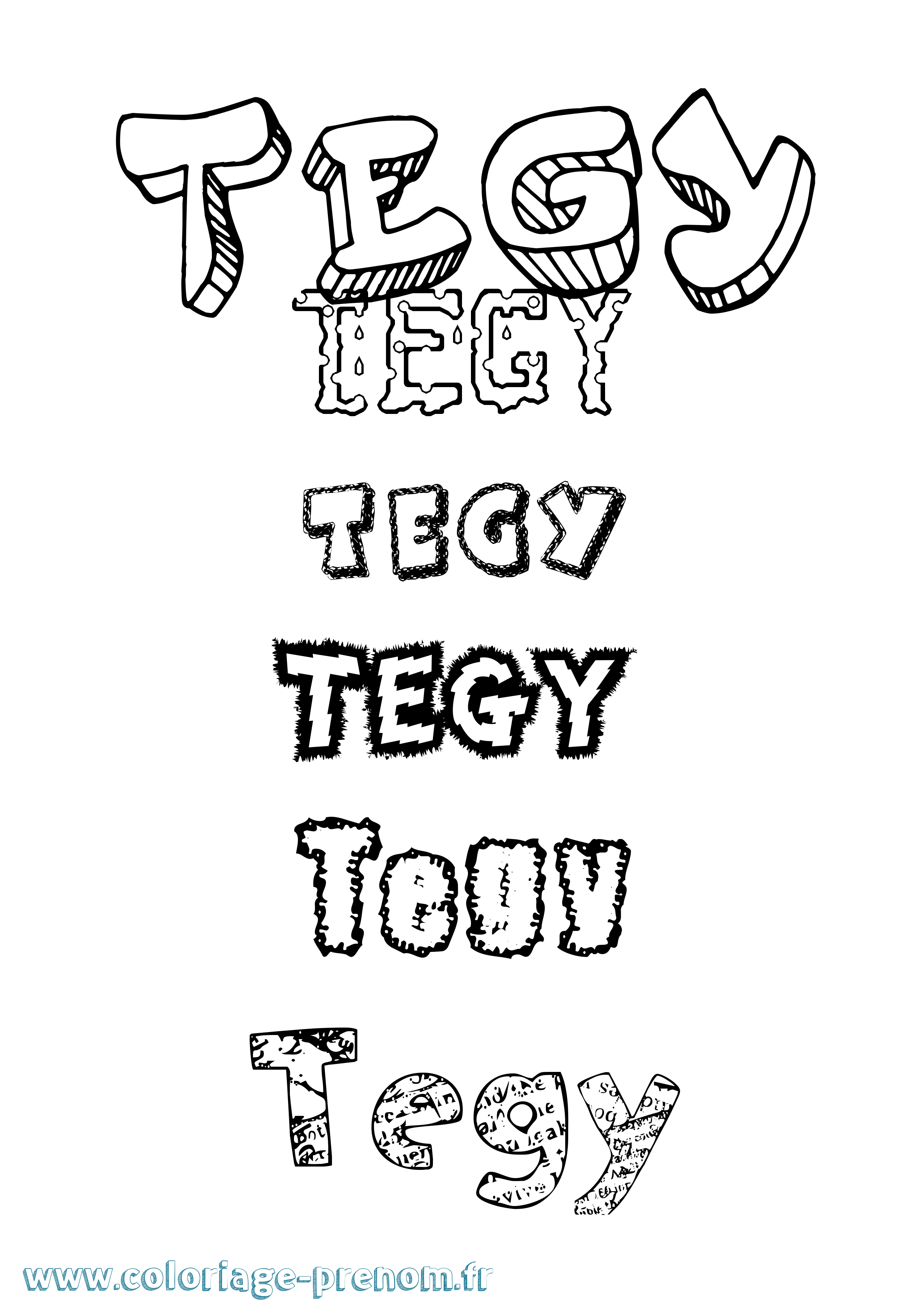 Coloriage Tegy Destructuré Coloriage prénom Tegy Destructuré