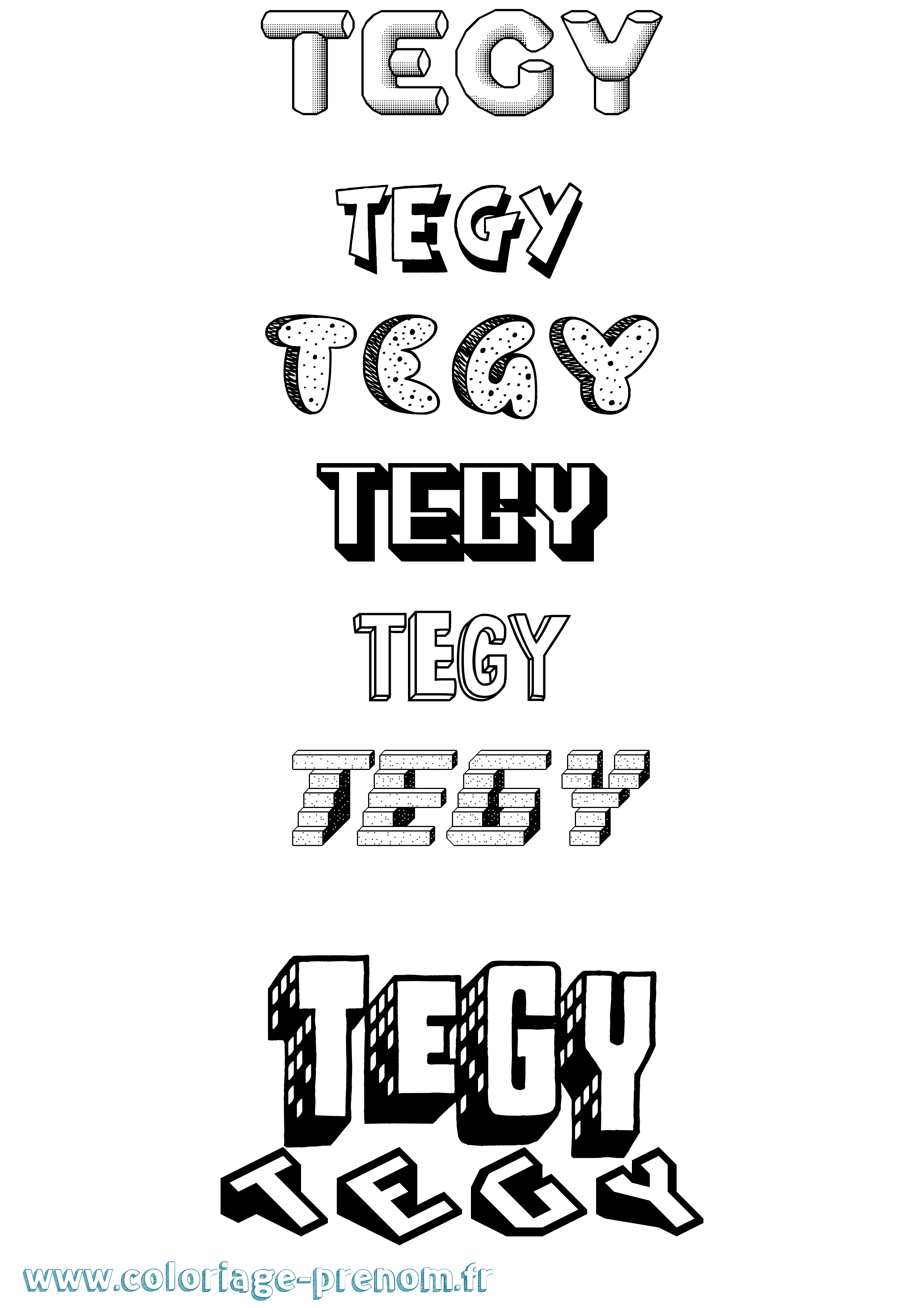Coloriage Tegy Effet 3D Coloriage prénom Tegy Effet 3D