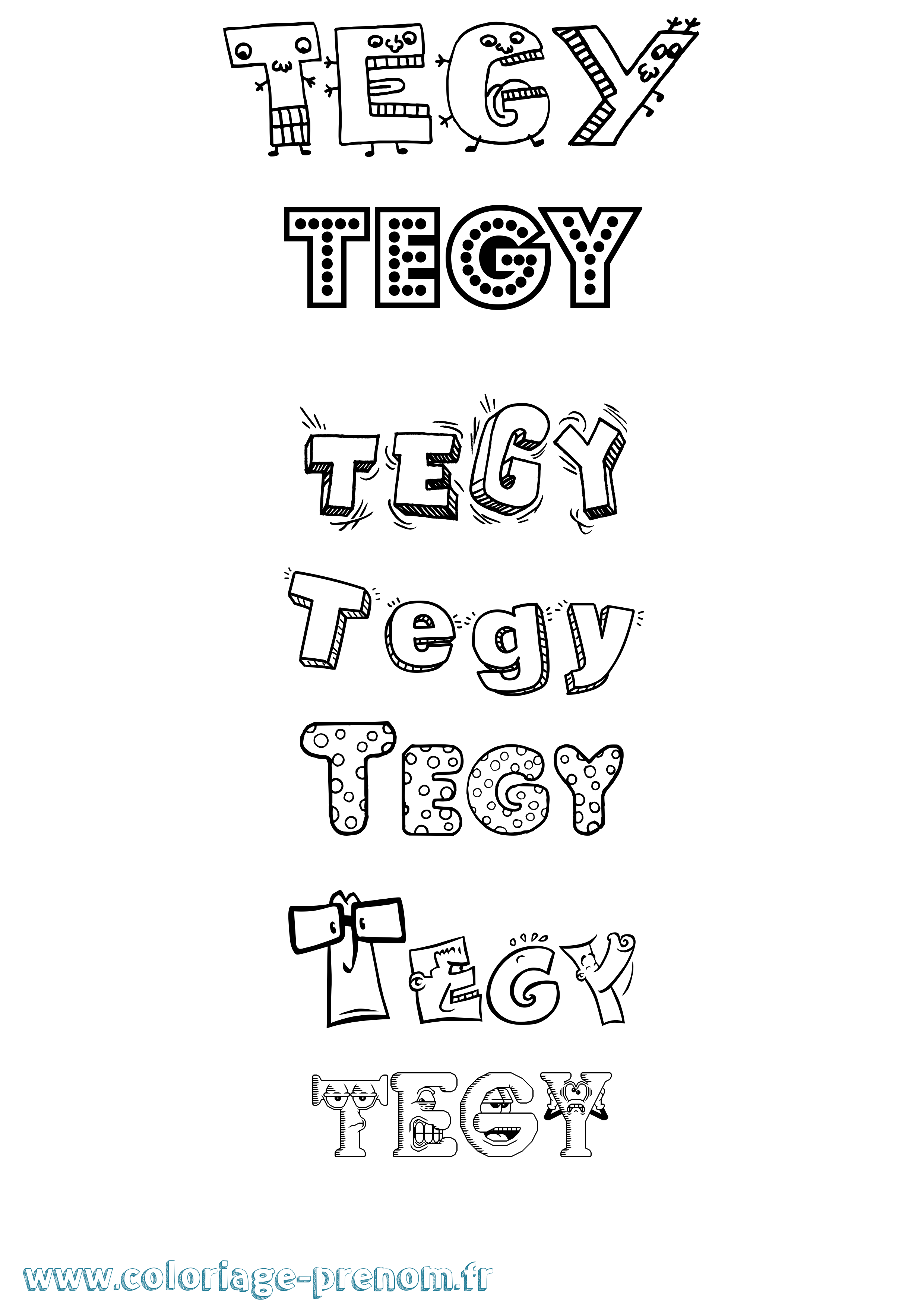Coloriage Tegy Fun Coloriage prénom Tegy Fun