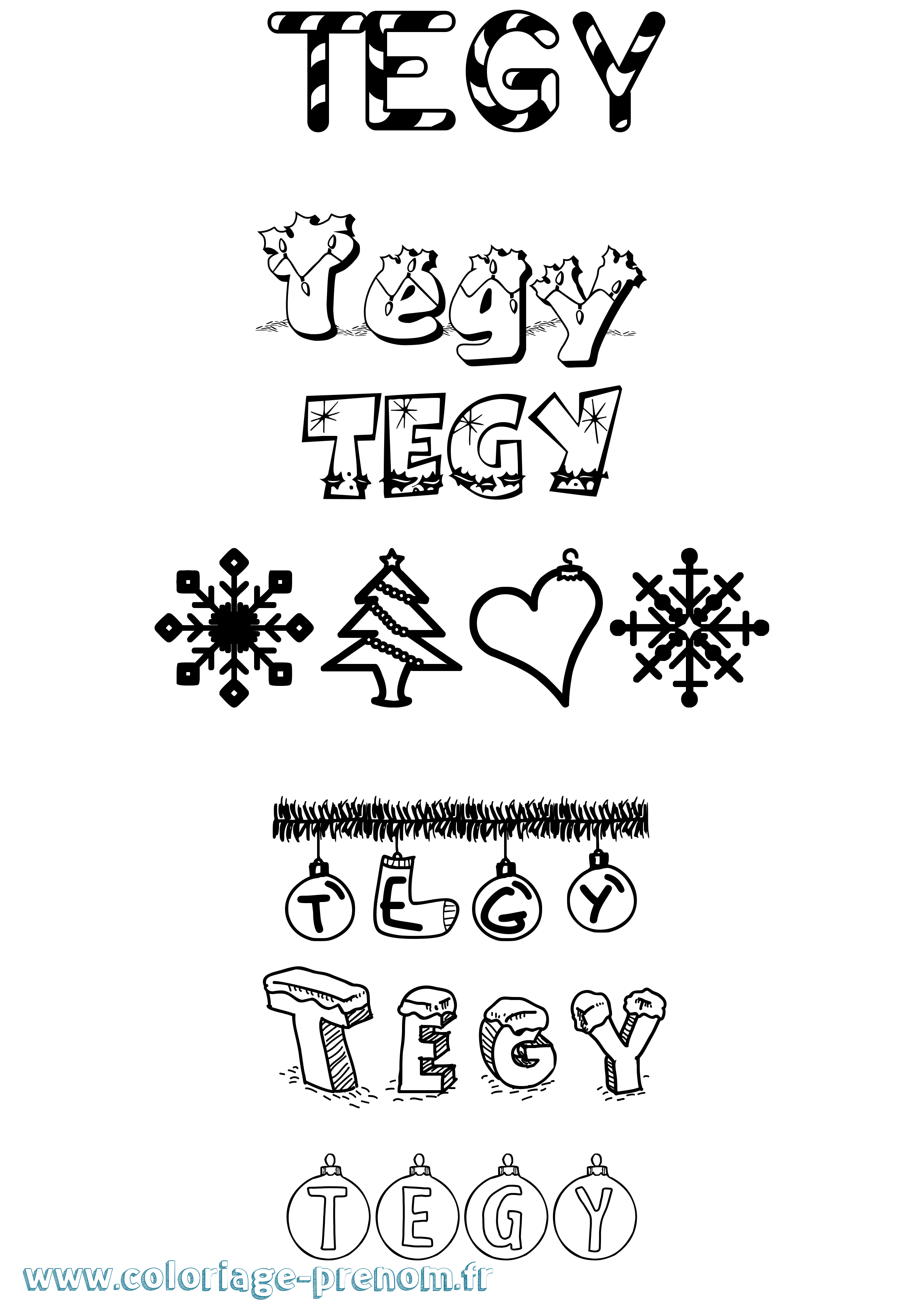 Coloriage Tegy Noël Coloriage prénom Tegy Noël